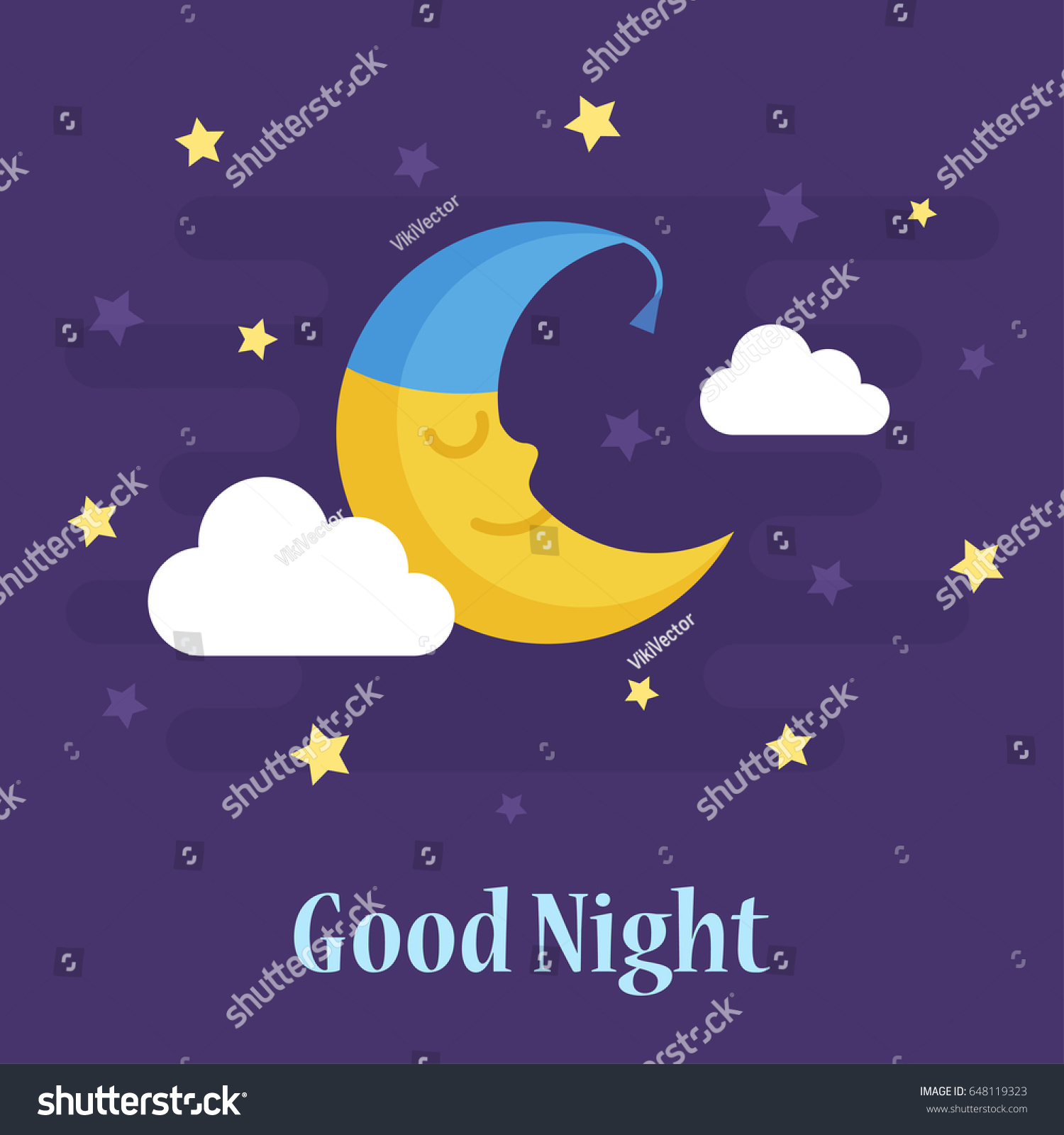 Cute Crescent Moon Nightcap Sleeping Smiling Stock Vector (Royalty Free ...