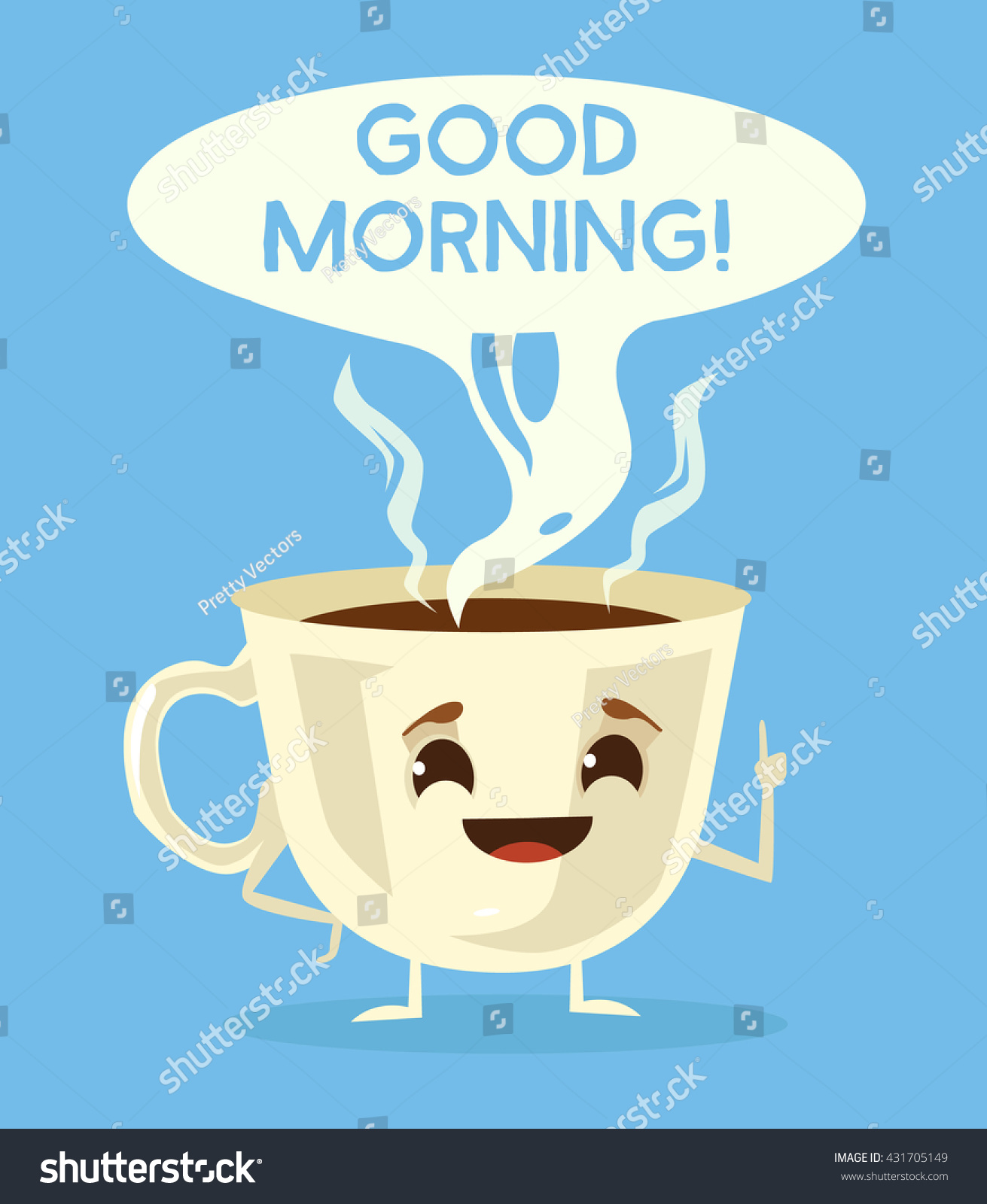 Cute Cup Coffee Good Morning Black Stock Vector 431705149 - Shutterstock