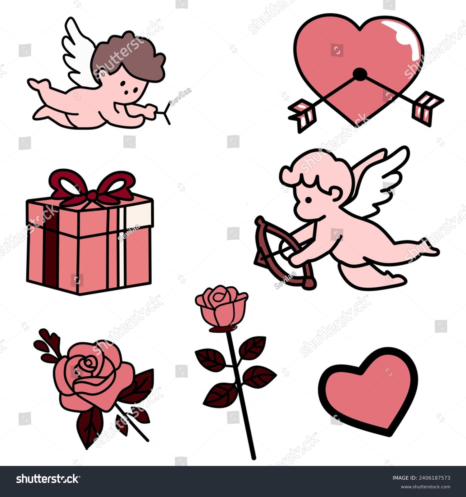 SVG of Cute cupid icon set. love, wedding and valentines symbol. Cupid with bow and arrow. isolated on white background svg