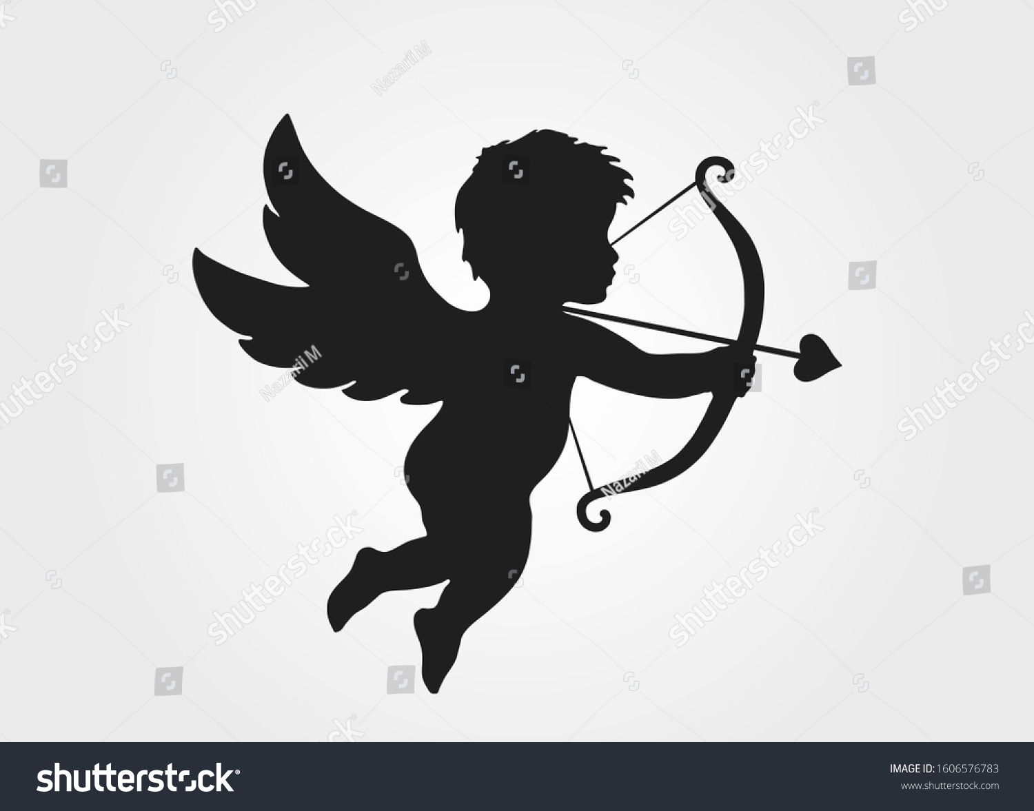 Cute Cupid Bow Arrow Love Symbol Stock Vector Royalty Free 1606576783 0537
