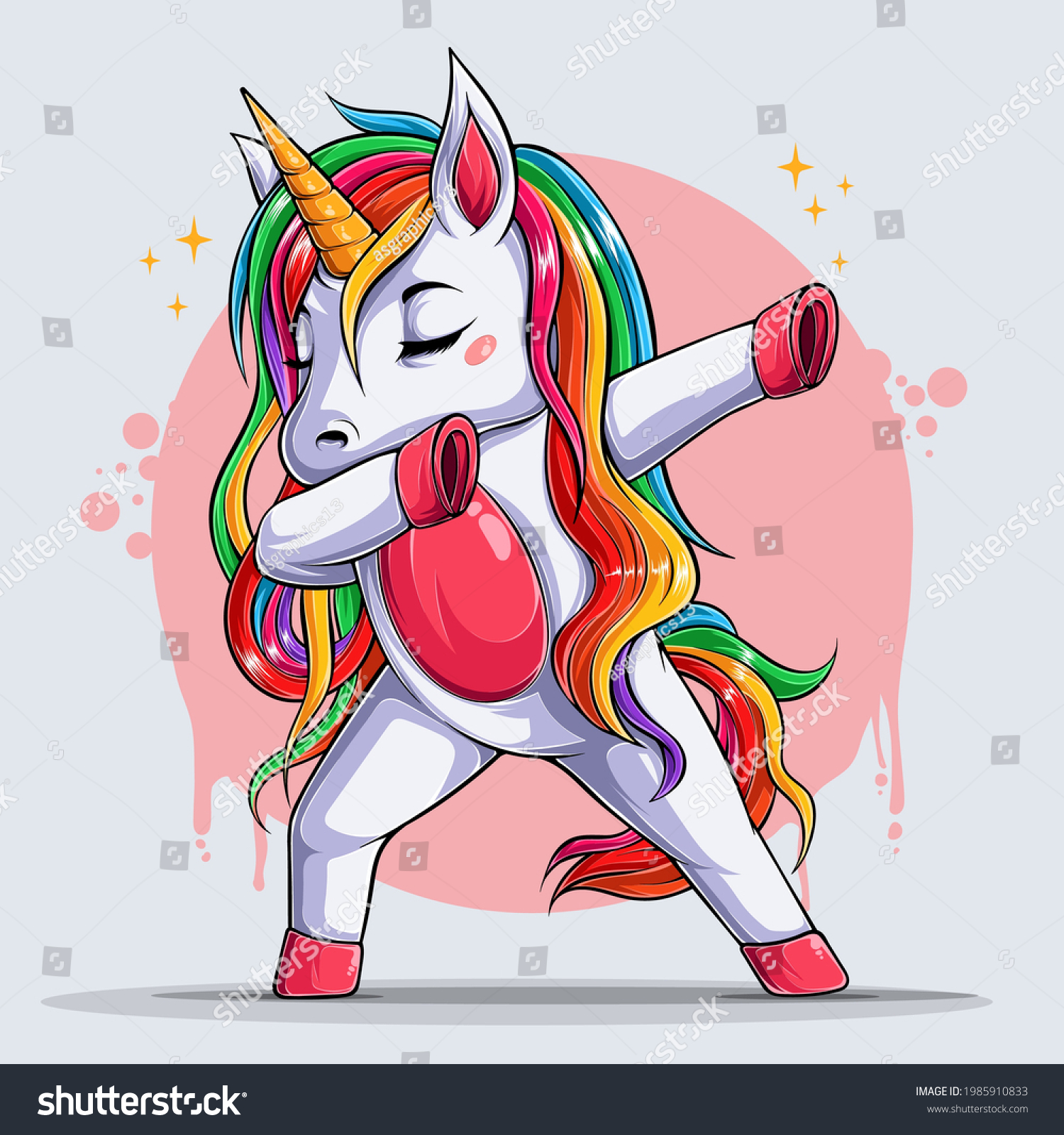 SVG of Cute Dabbing Unicorn, funny unicorn doing dabbing dance, Dab movement svg