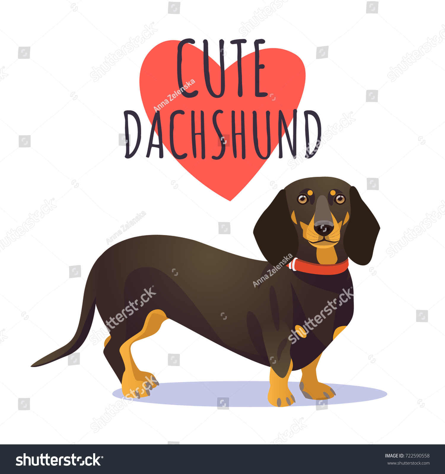 SVG of Cute dachshund dog. Character mascot. Vector clip art svg