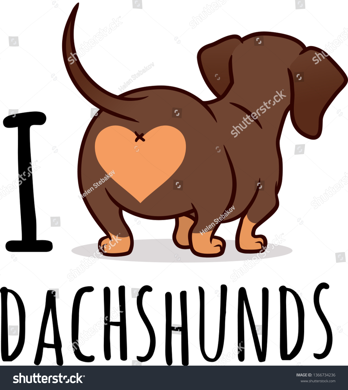 Cute Dachshund Dog Vector Cartoon Illustration Stock Vector Royalty Free