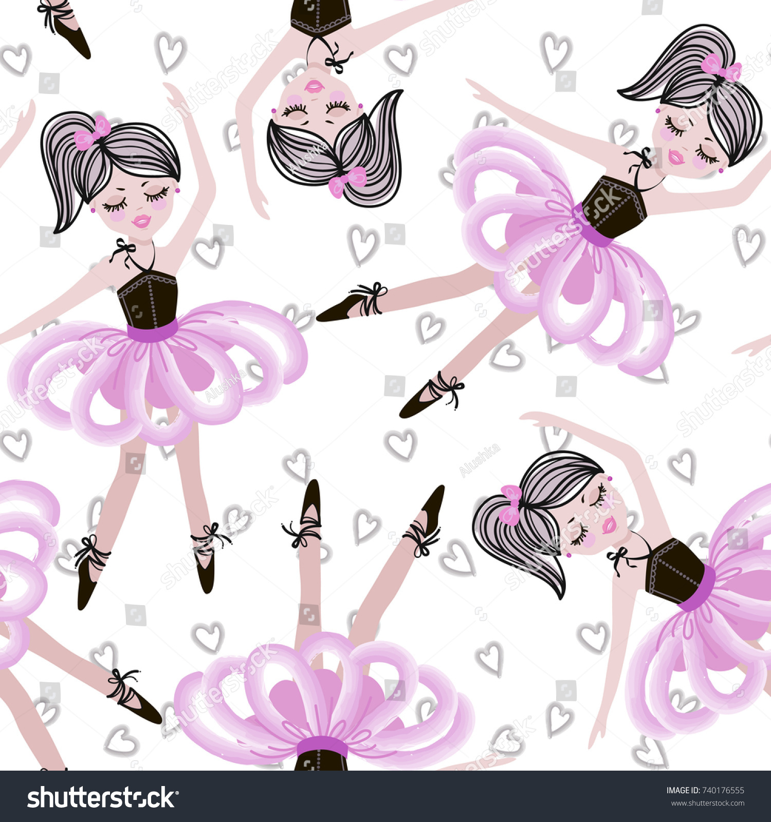 Cute Dancing Ballerina Girls Pink Tutus Vector De Stock Libre De Regalías 740176555 