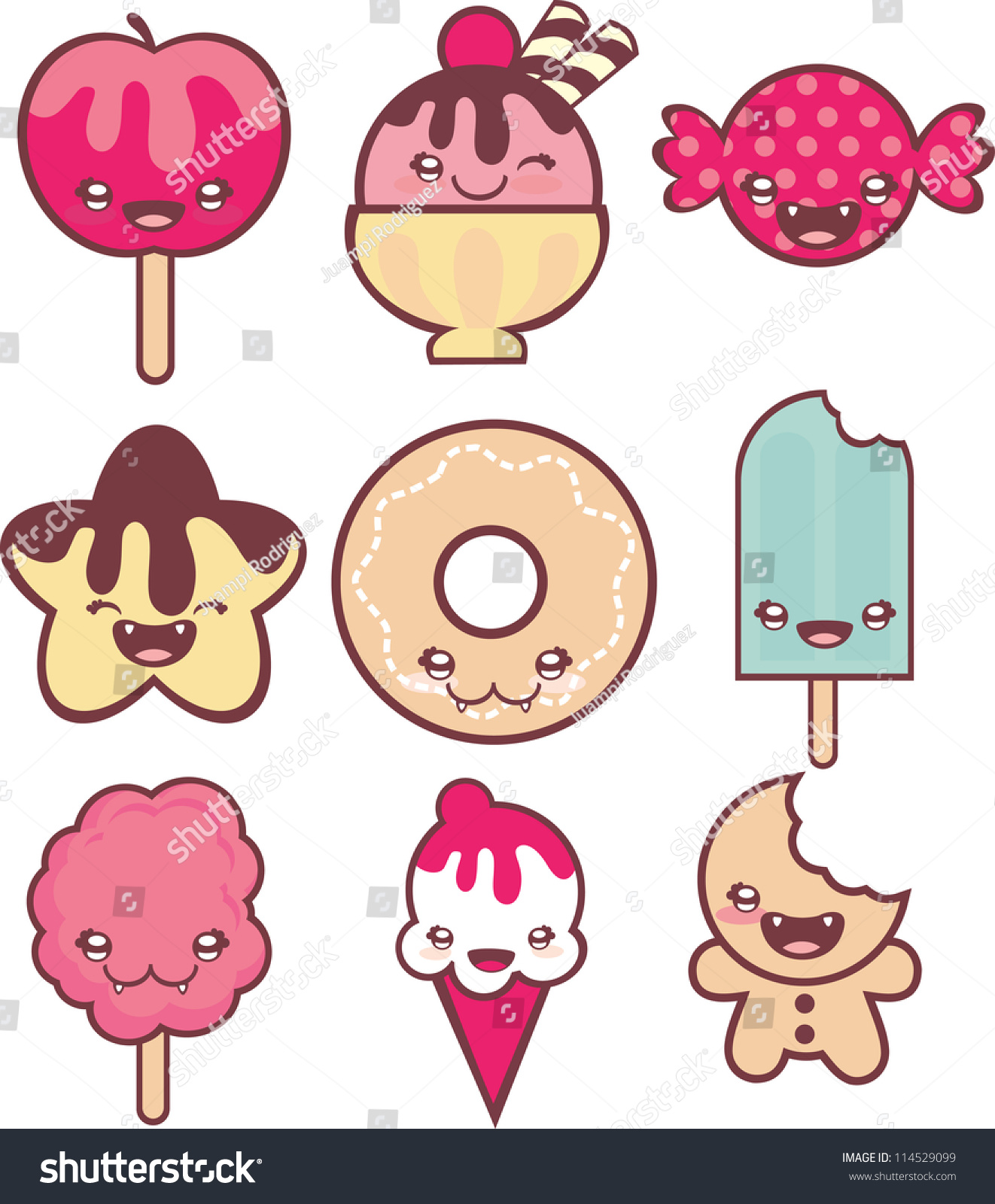 Cute Desserts Stock Vector 114529099 - Shutterstock