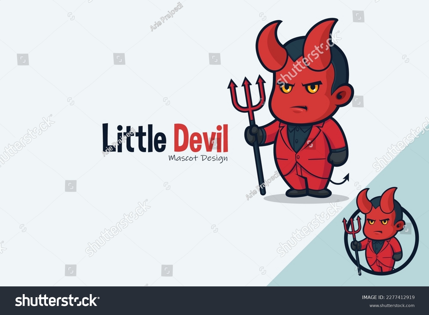 SVG of Cute Devil In Red Tuxedo Carrying Trident svg