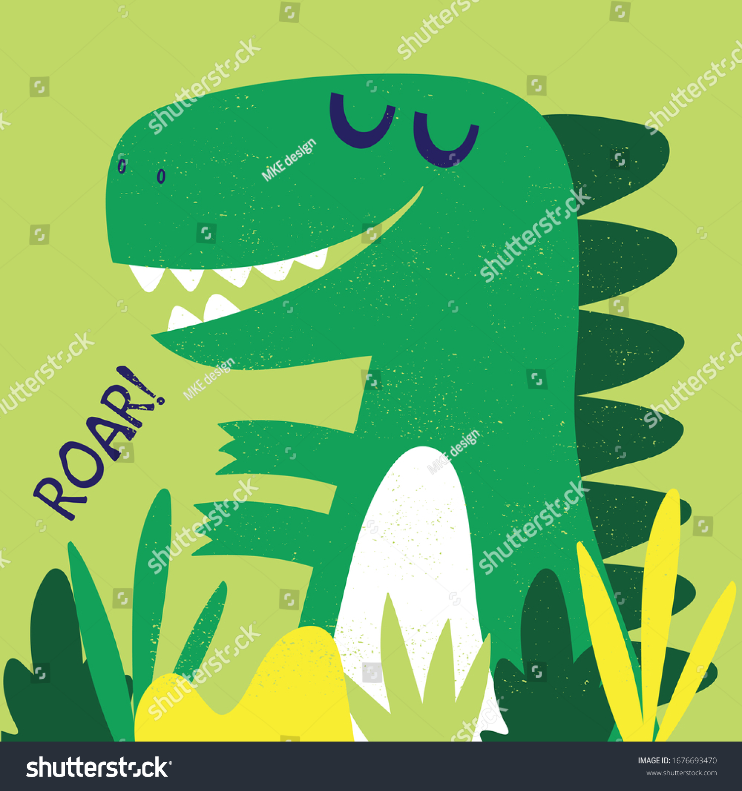 Cute Dinosaur Drawing Vector Stock Vector (Royalty Free) 1676693470