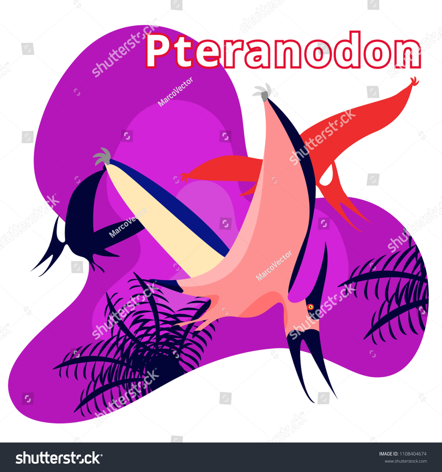 Cute Dinosaur Pteranodonflat Cartoons Illustrationpterodactyl