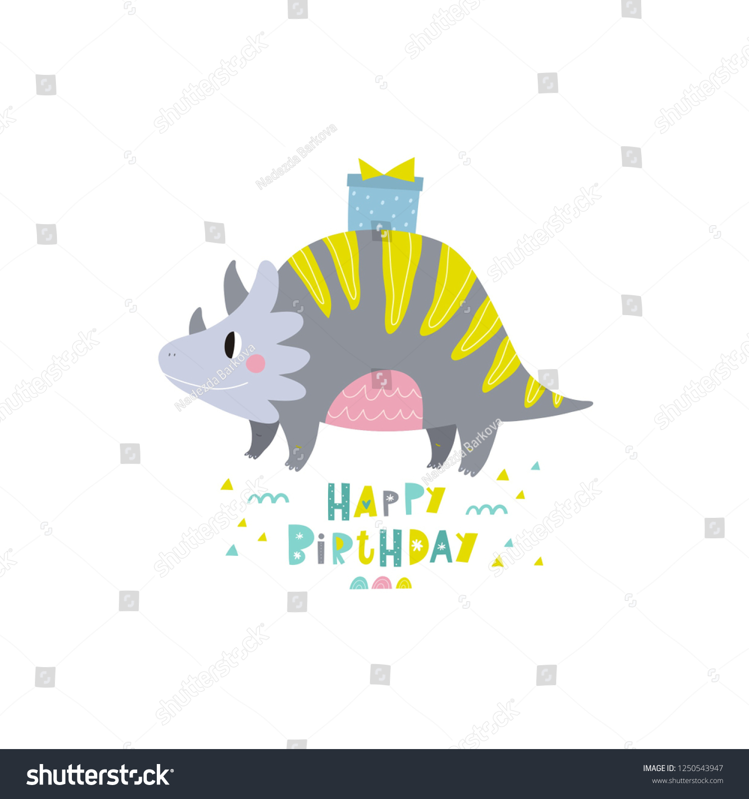 Cute Dinosaur Vector Print Kids Happy Stock Vector (Royalty Free ...