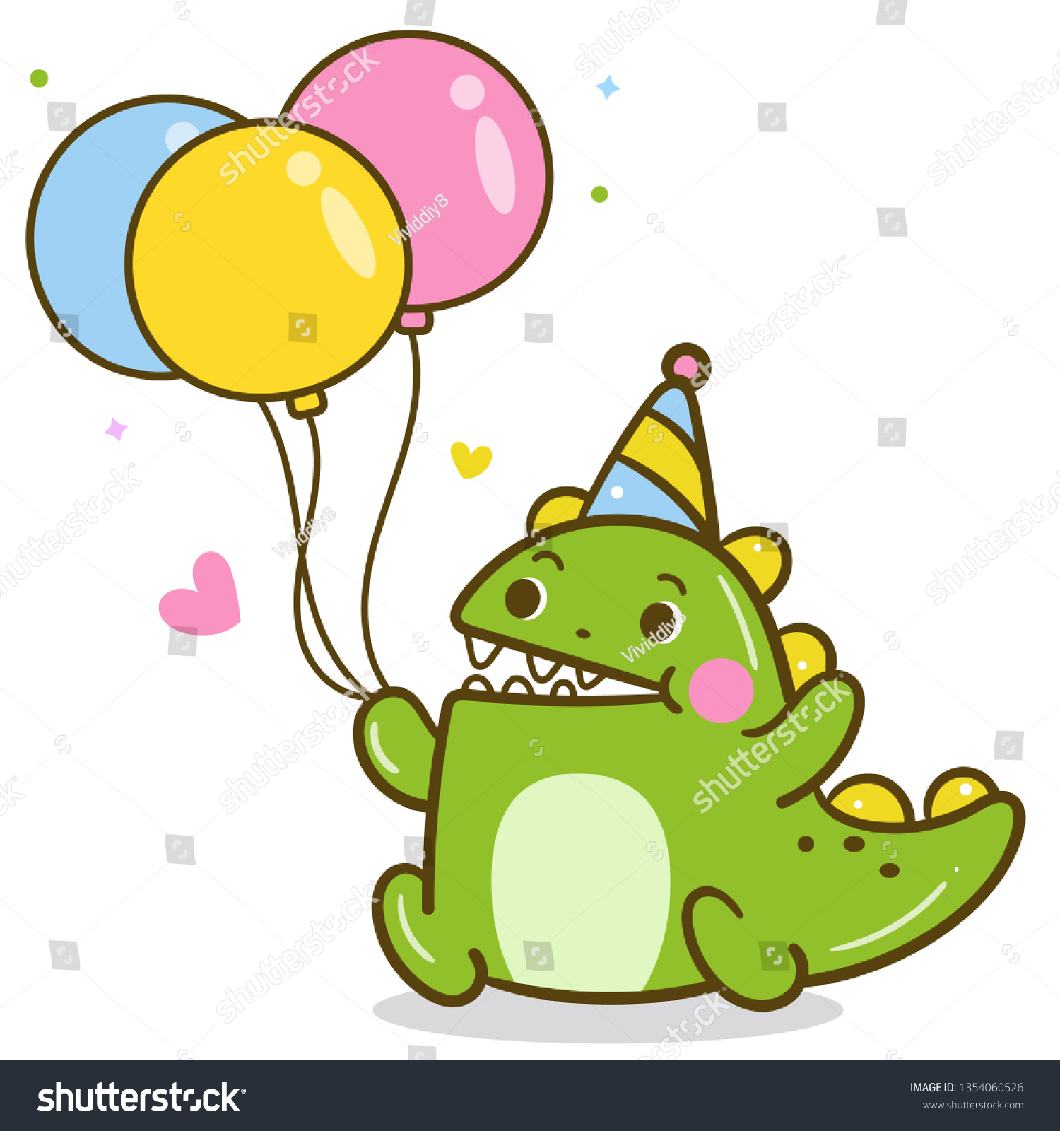 Cute Dinosaur Vector Colorful Balloon Dino Stock Vector (Royalty Free ...