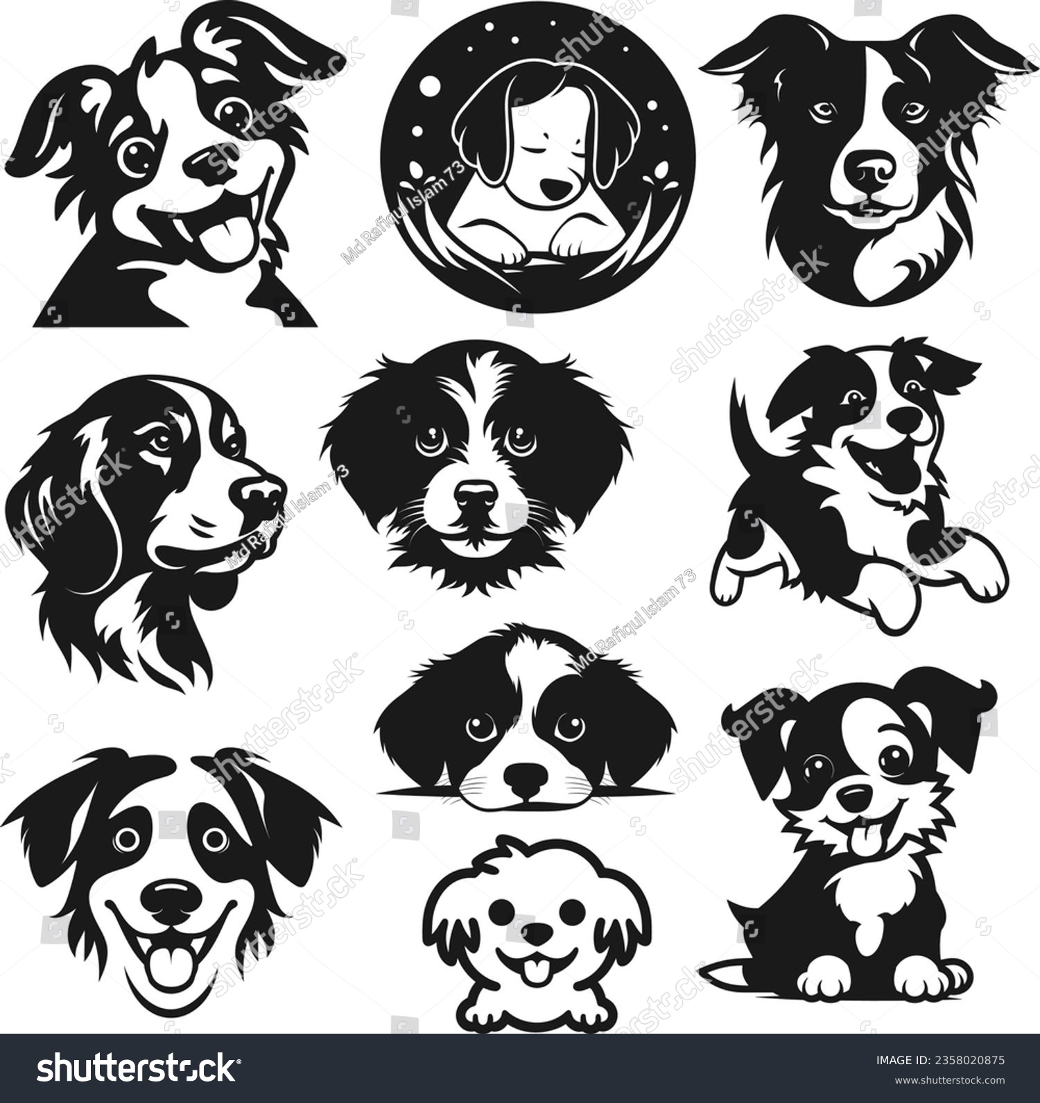SVG of Cute dog  silhouette svg bundle, dog breeds, dog faces, dog head svg