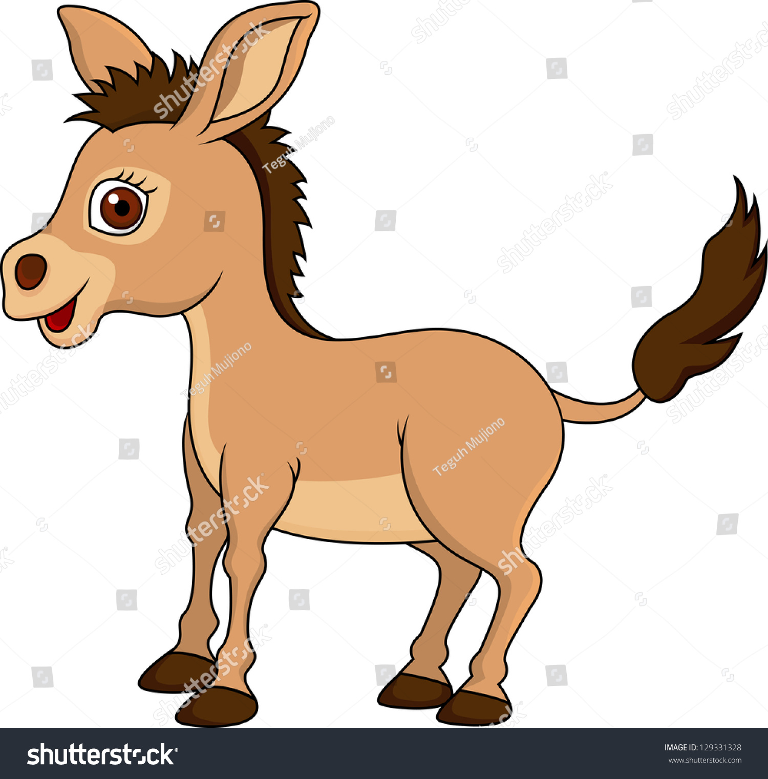 Cute Donkey Cartoon Stock Vector Illustration 129331328 : Shutterstock