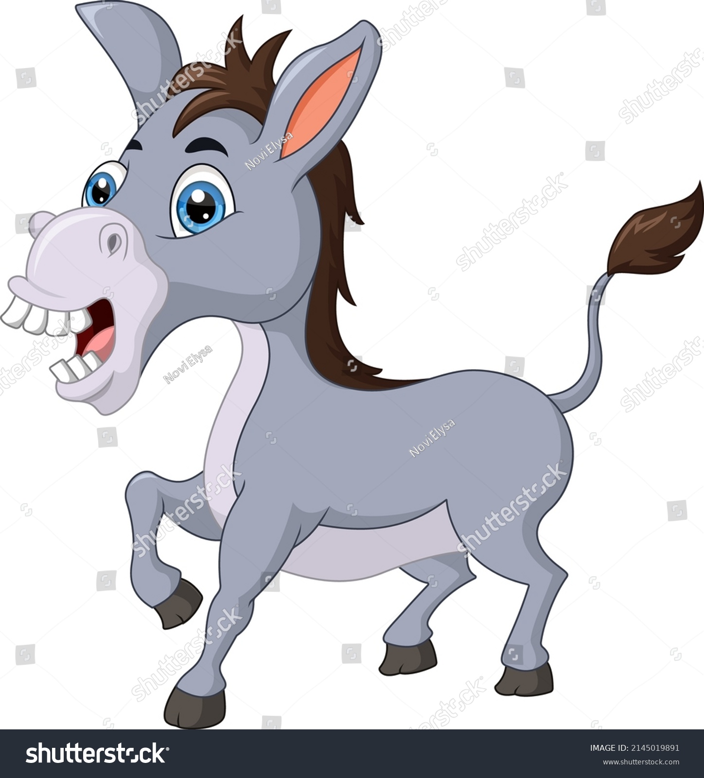 Cute Donkey Cartoon On White Background Stock Vector (Royalty Free ...