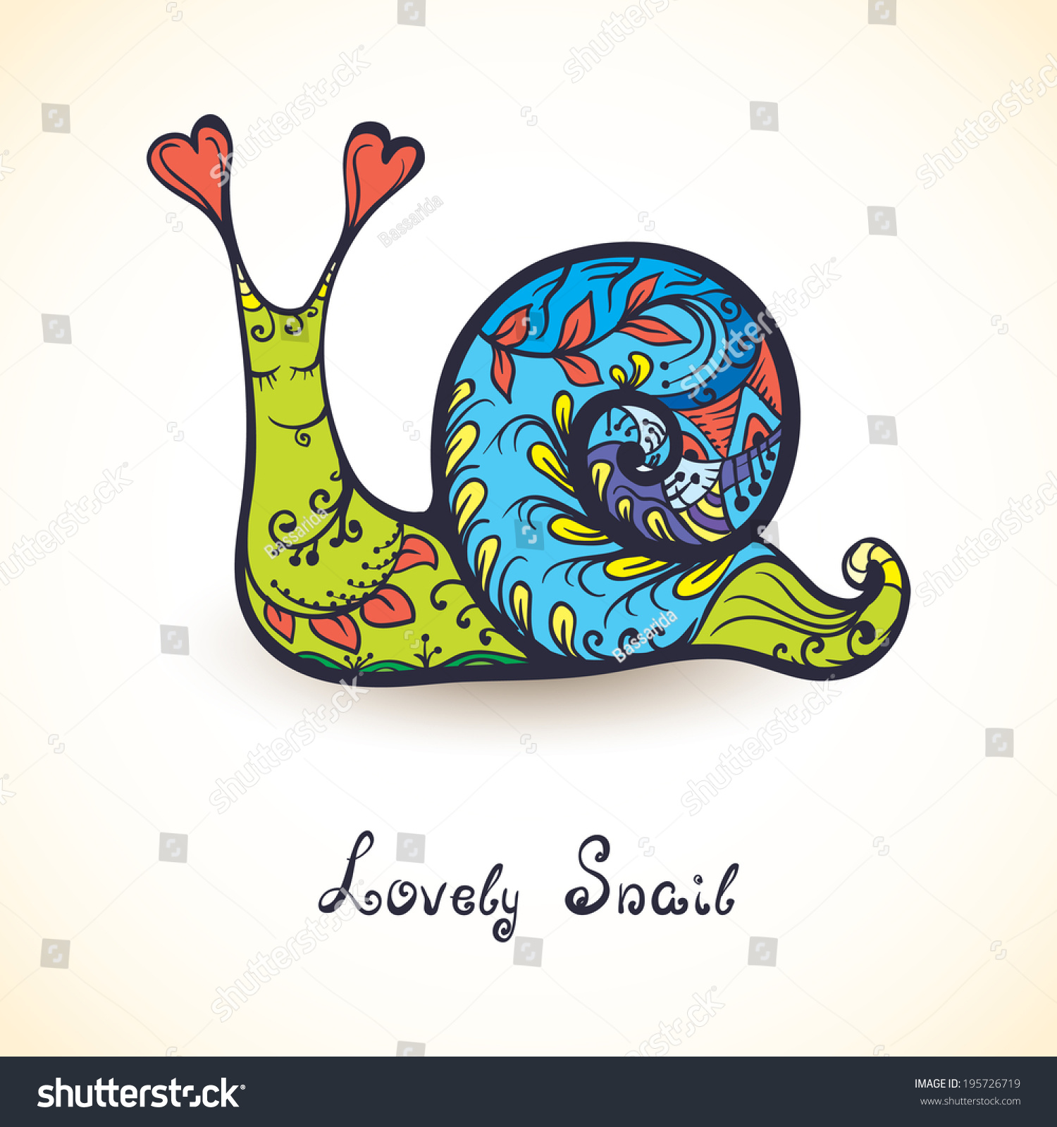 Cute Doodle Colorful Artistic Girl Snail Stock Vector Royalty Free