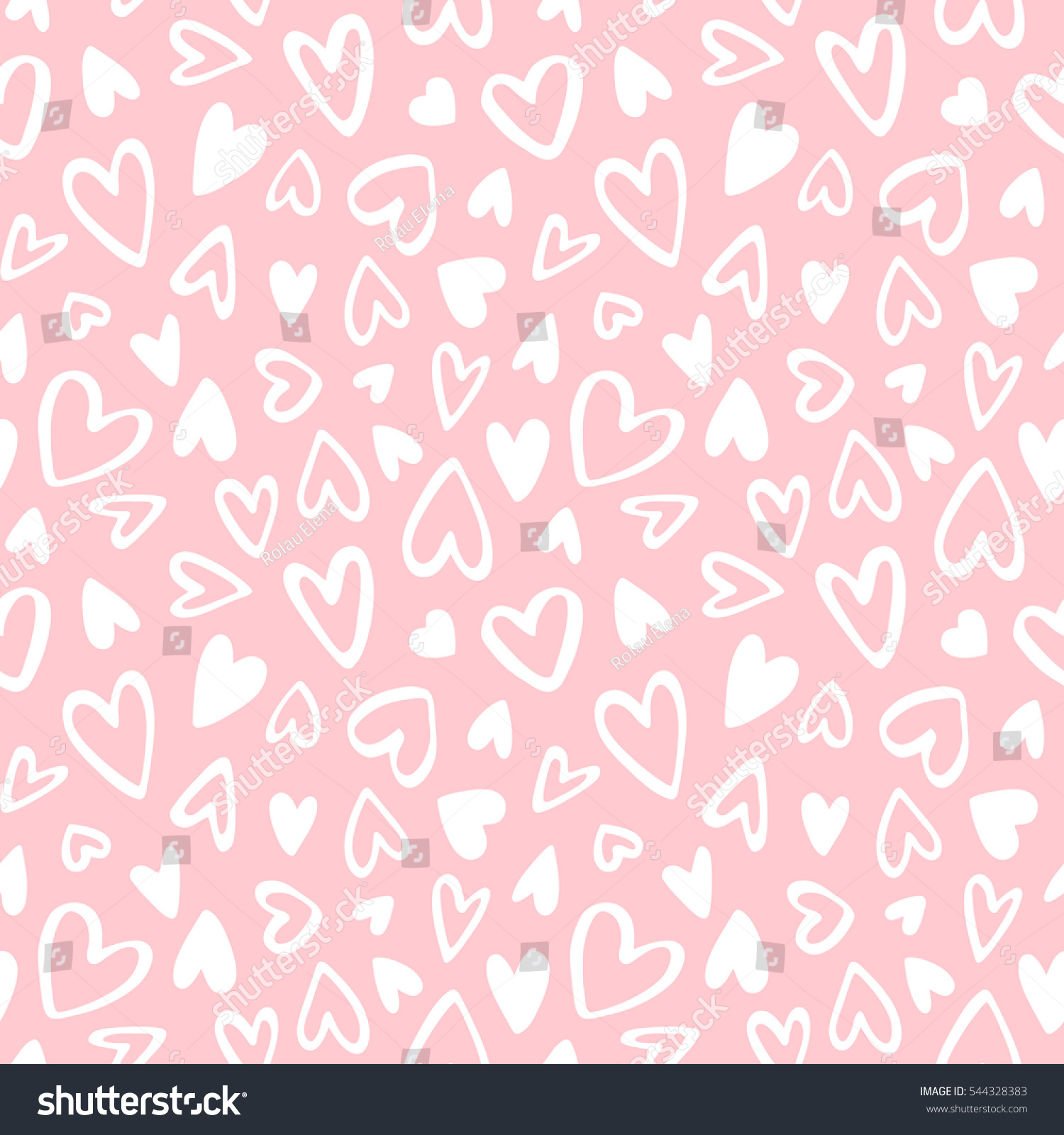 Cute Doodle Style Hearts Seamless Vector Stock Vector (Royalty Free ...