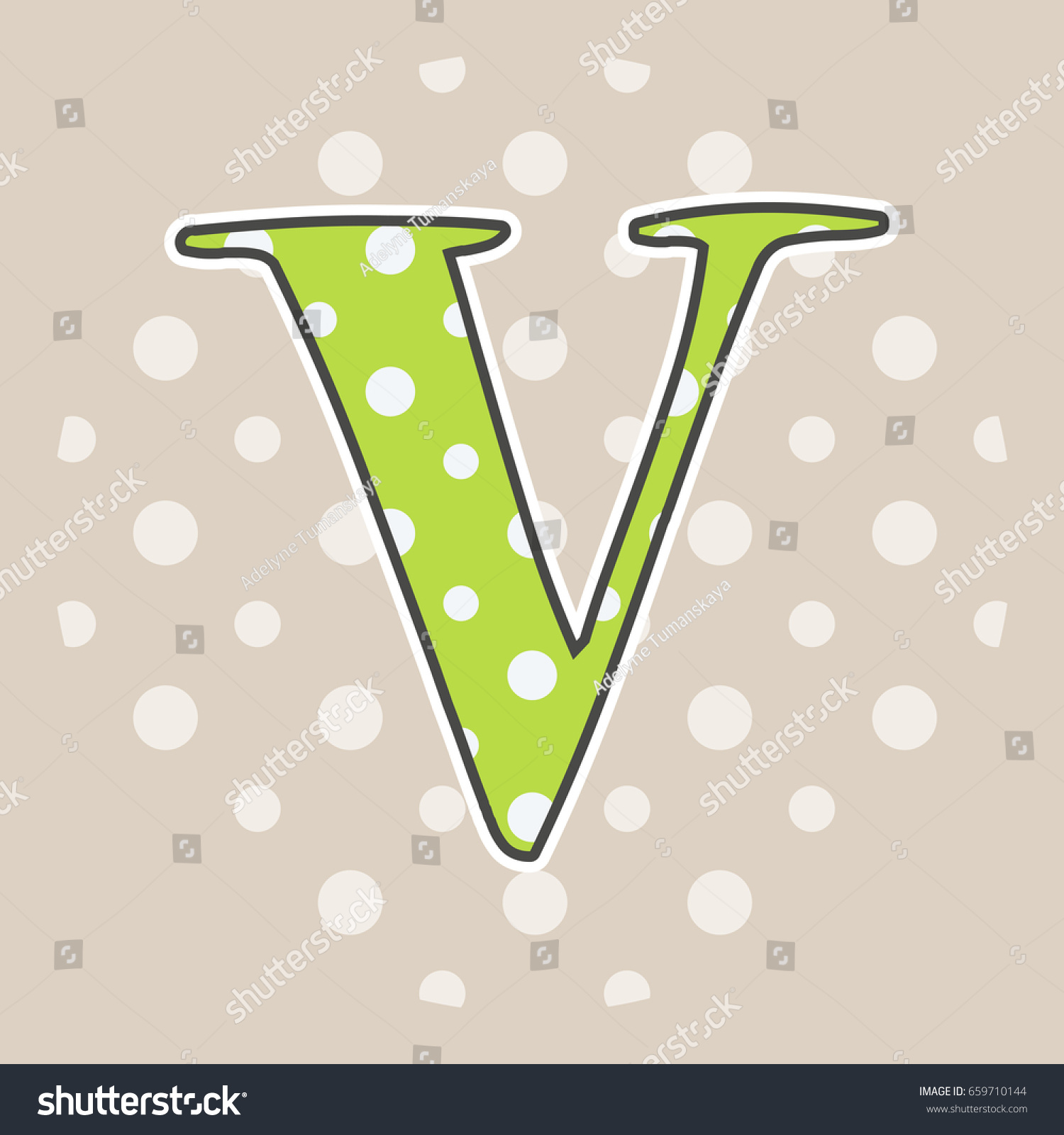 Cute Dotted Letter V Isolated On Stock Vector 659710144 ...