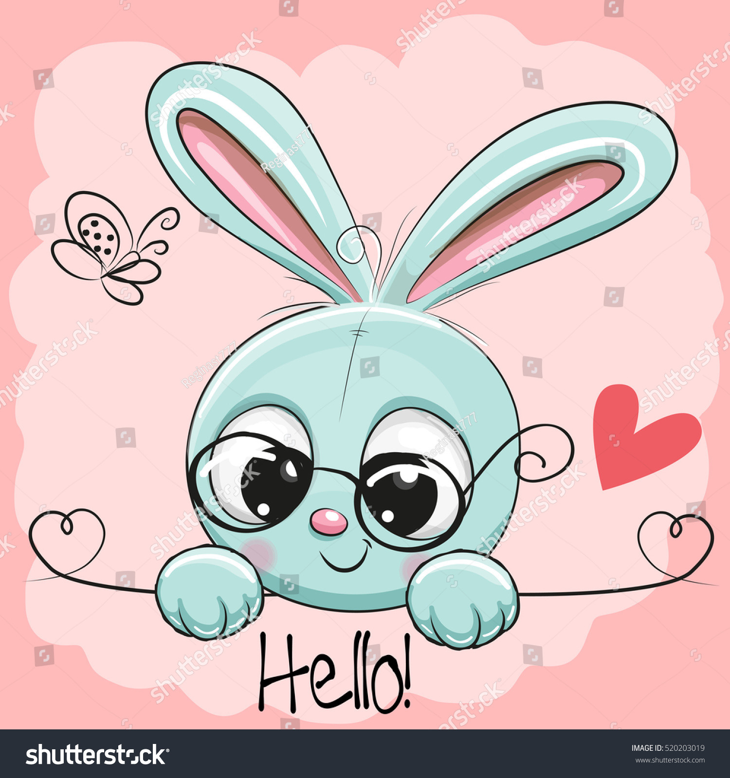 Cute Drawing Rabbit On Pink Background Stock Vector 520203019