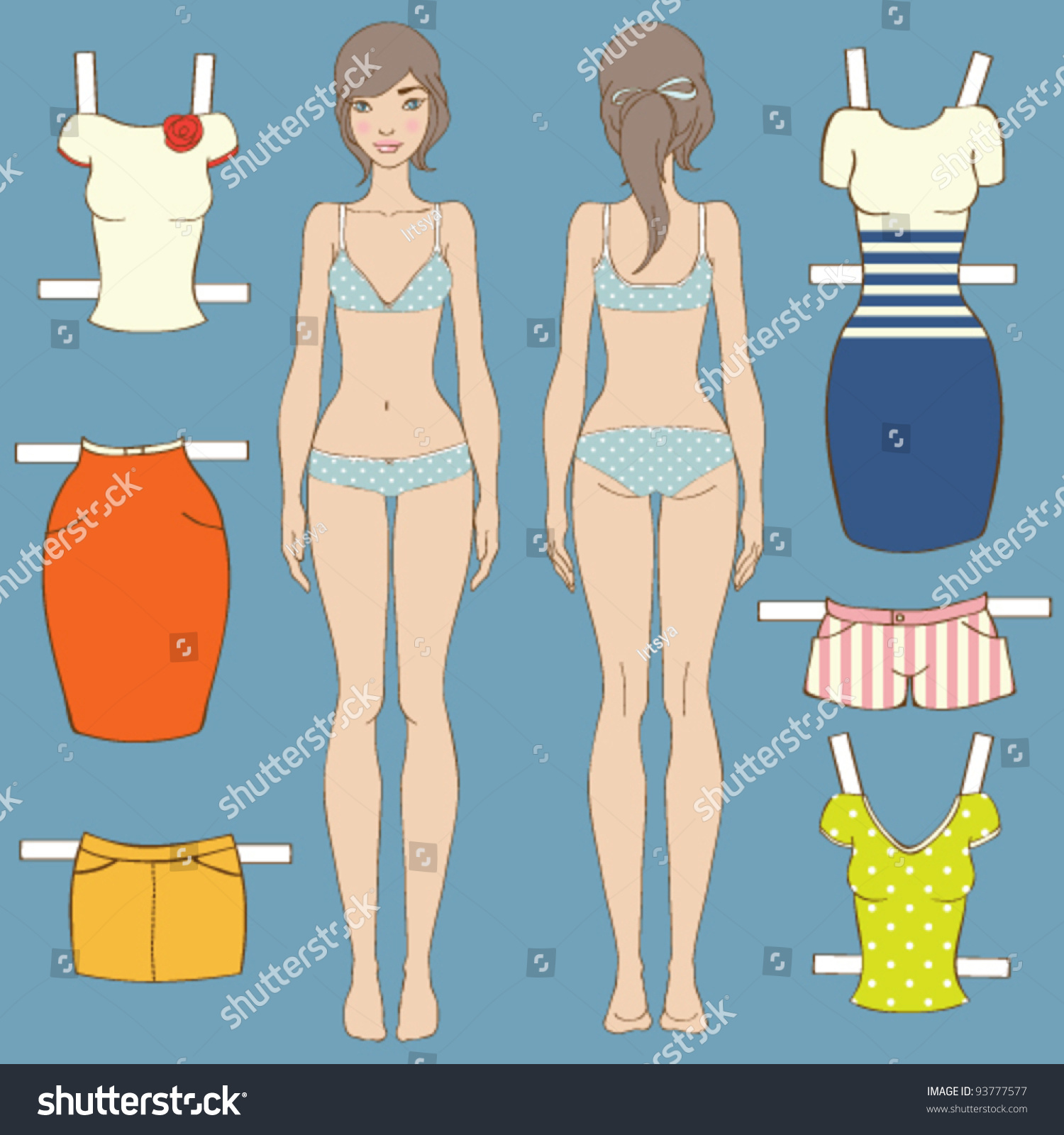 Cute Dress Up Paper Doll Body Template Stock Vector Illustration ...