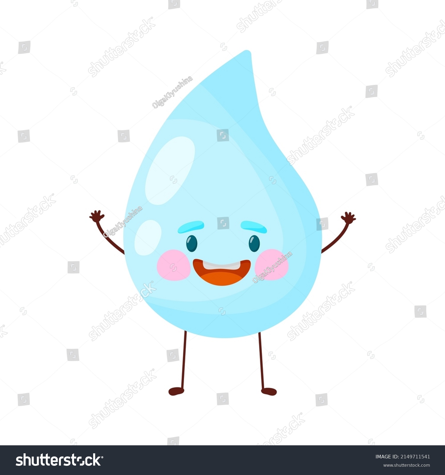 Cute Drop Water Smile White Background Stock Vector (Royalty Free ...