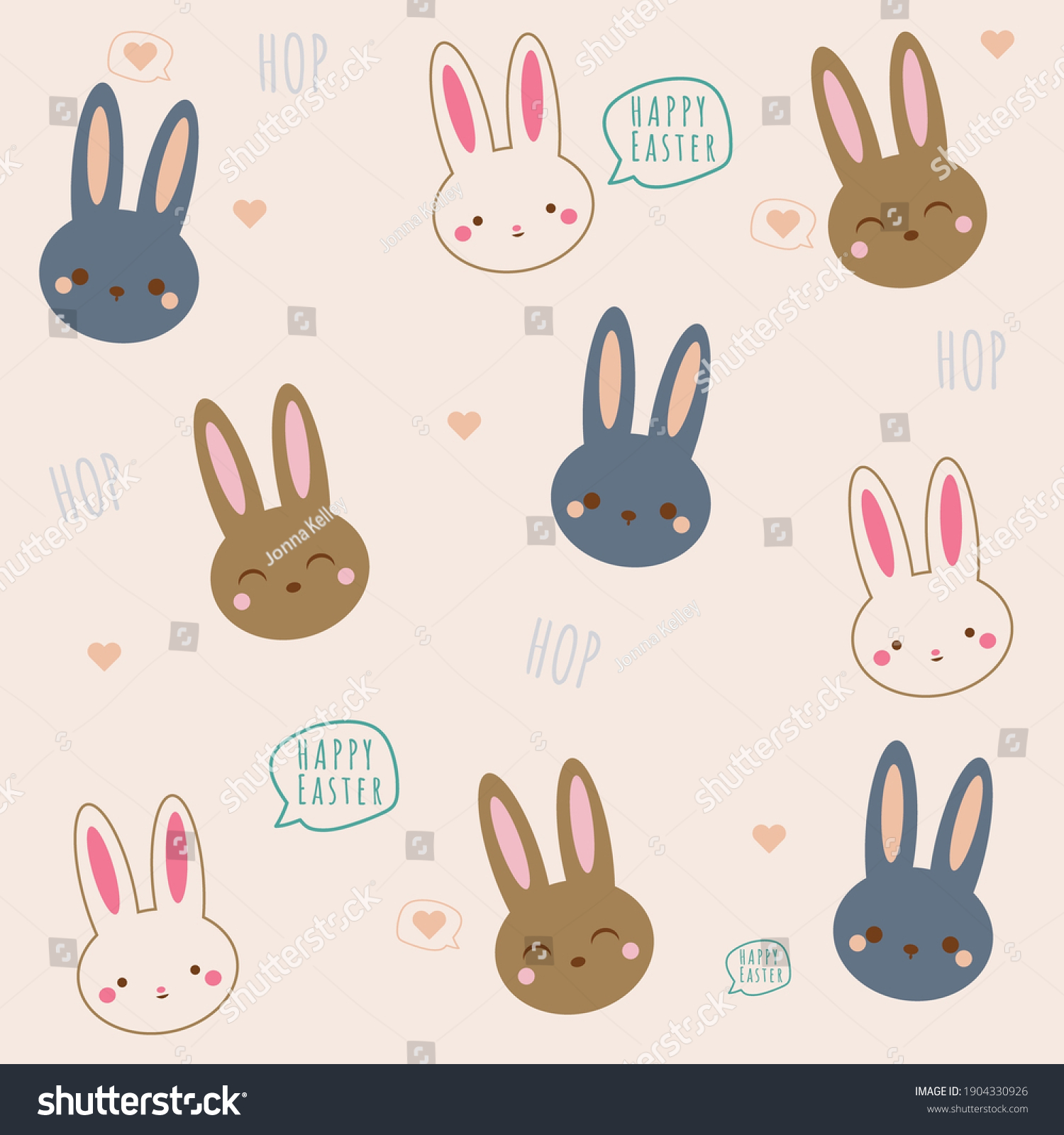 Cute Easter Bunny Vector Illustration Happy Stock Vector (Royalty Free ...