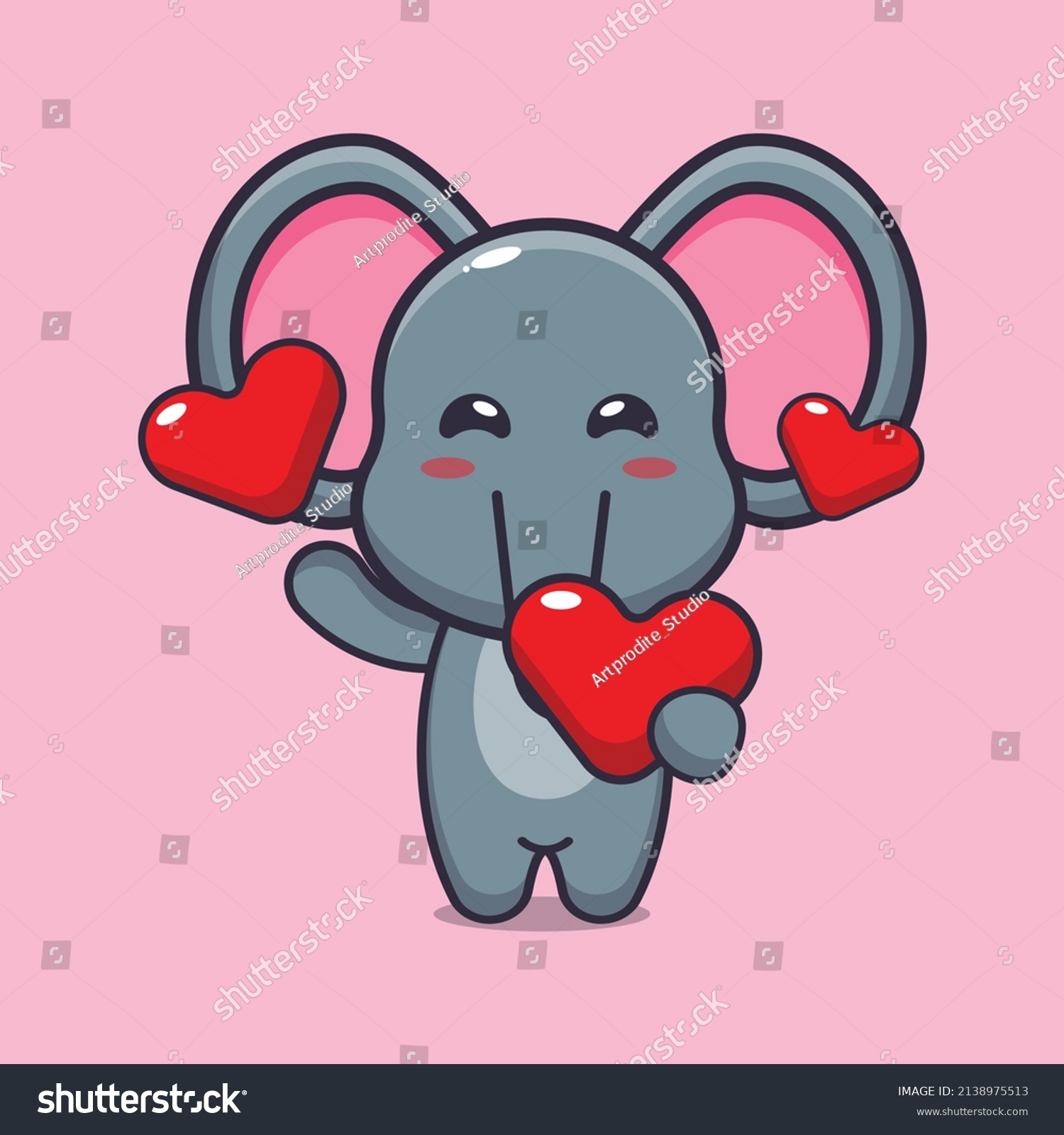 Cute Elephant Cartoon Character Holding Love Stock Vector Royalty Free 2138975513 Shutterstock