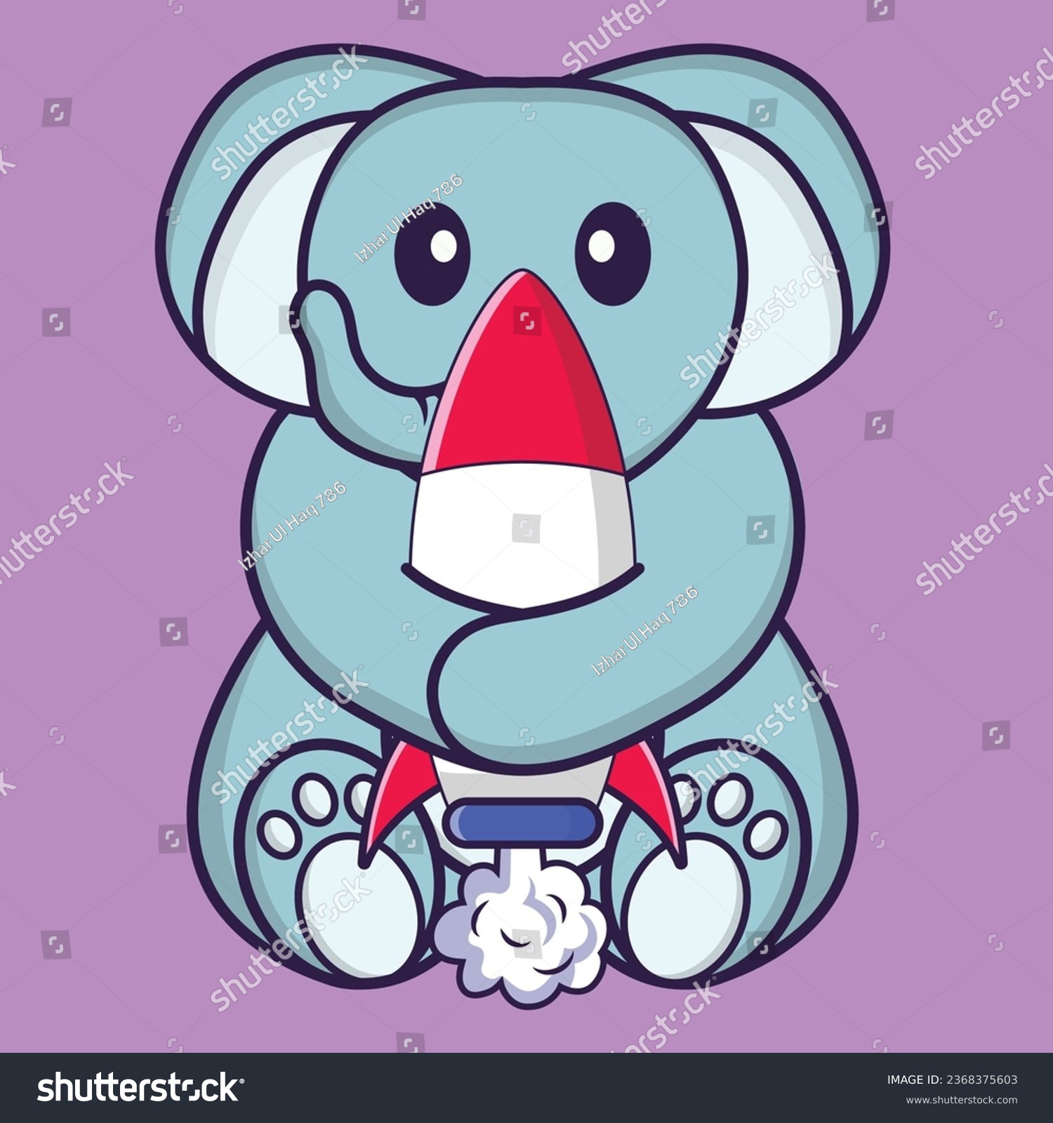 SVG of Cute elephant holding a rocket. Animal cartoon concept isolated. Can used for t-shirt_ greeting card_ invitation card or mascot. svg