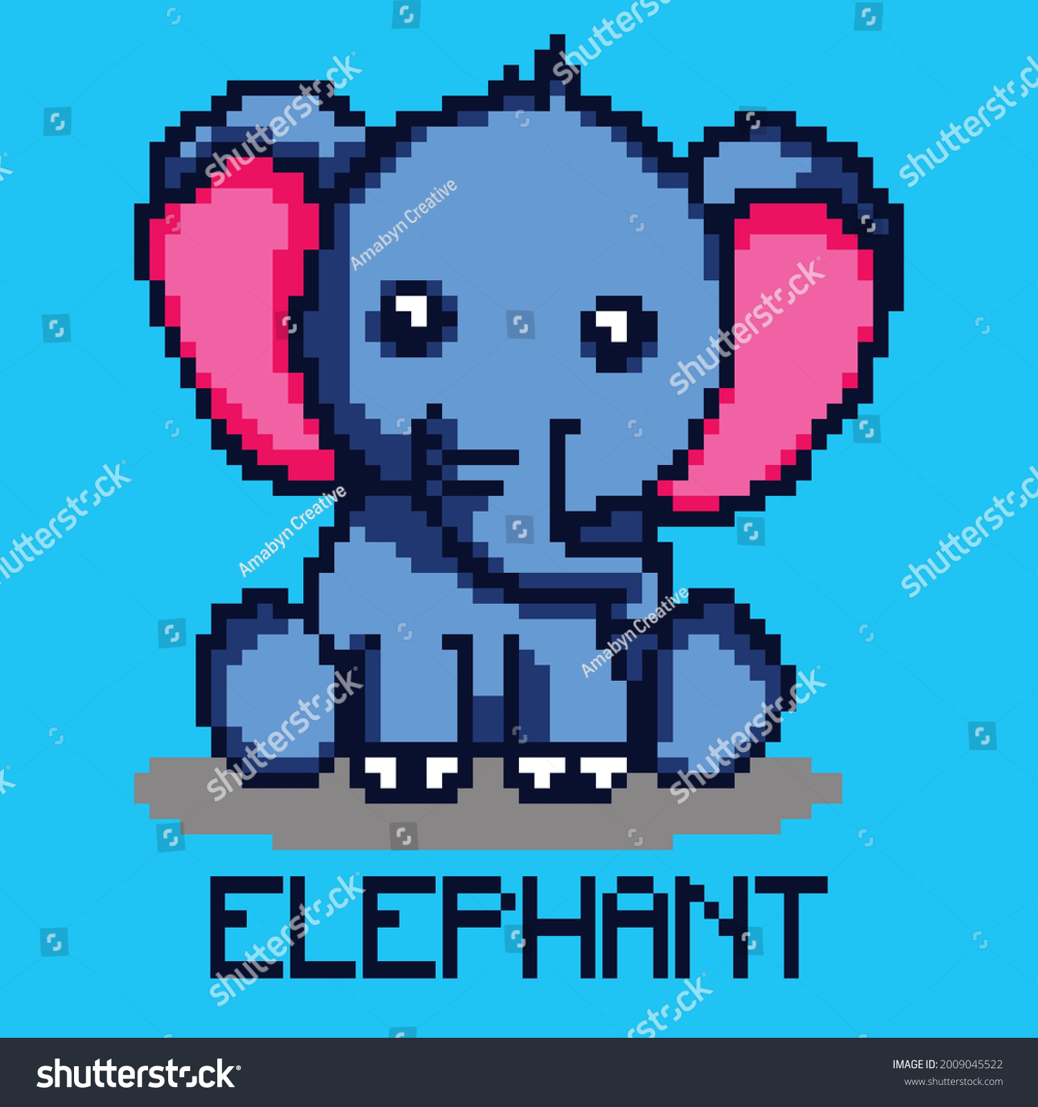 Cute Elephant Pixel Art Design Stock Vector (Royalty Free) 2009045522 ...