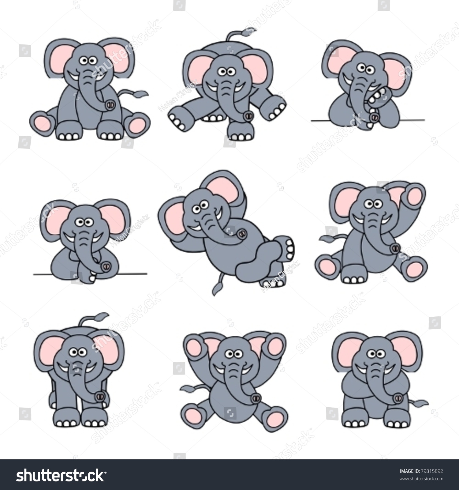 SVG of Cute Elephant Set svg