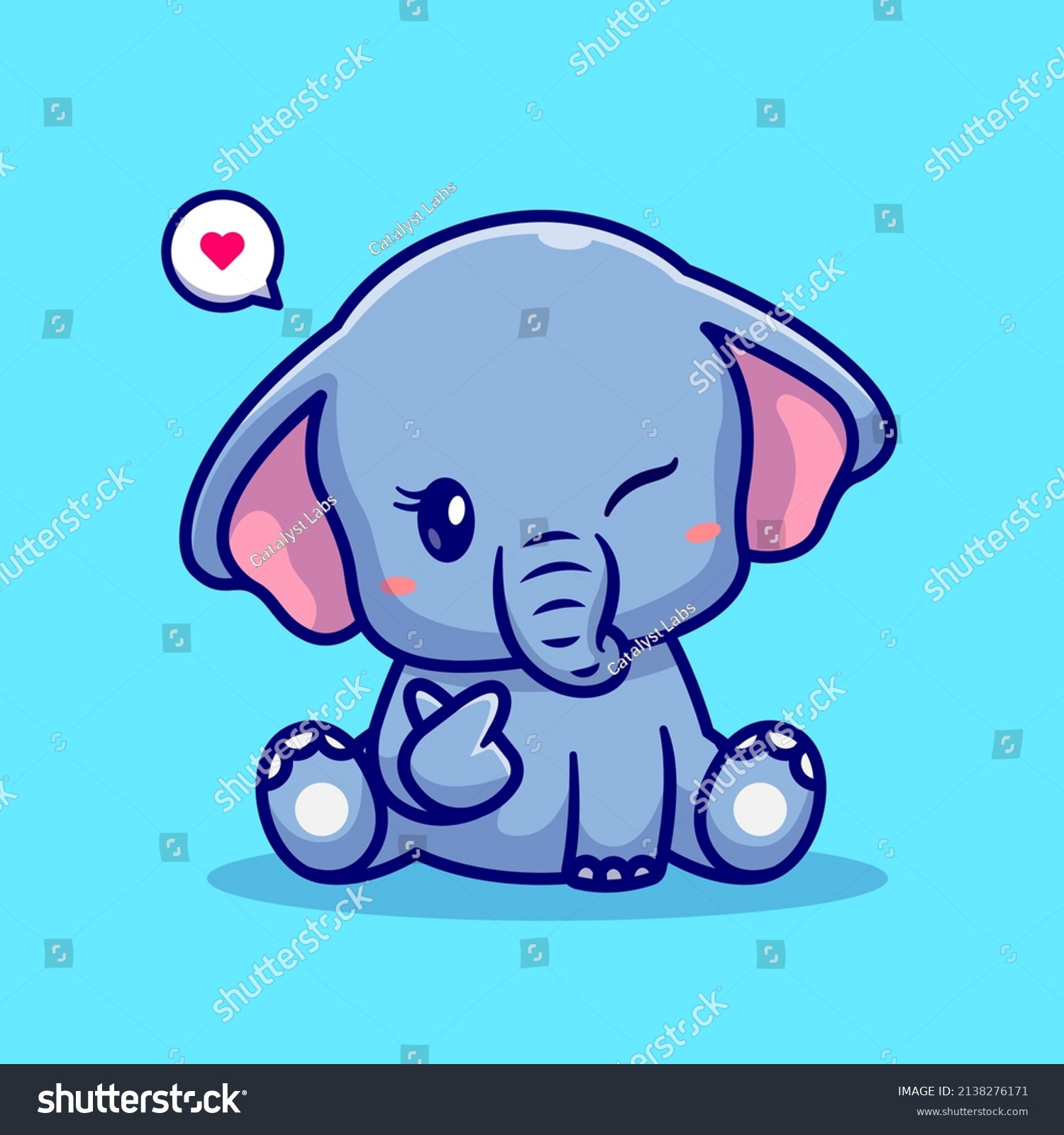 SVG of Cute Elephant With Love Sign Hand Cartoon Vector Icon Illustration. Animal Nature Icon Concept Isolated Premium Vector. Flat Cartoon Style svg