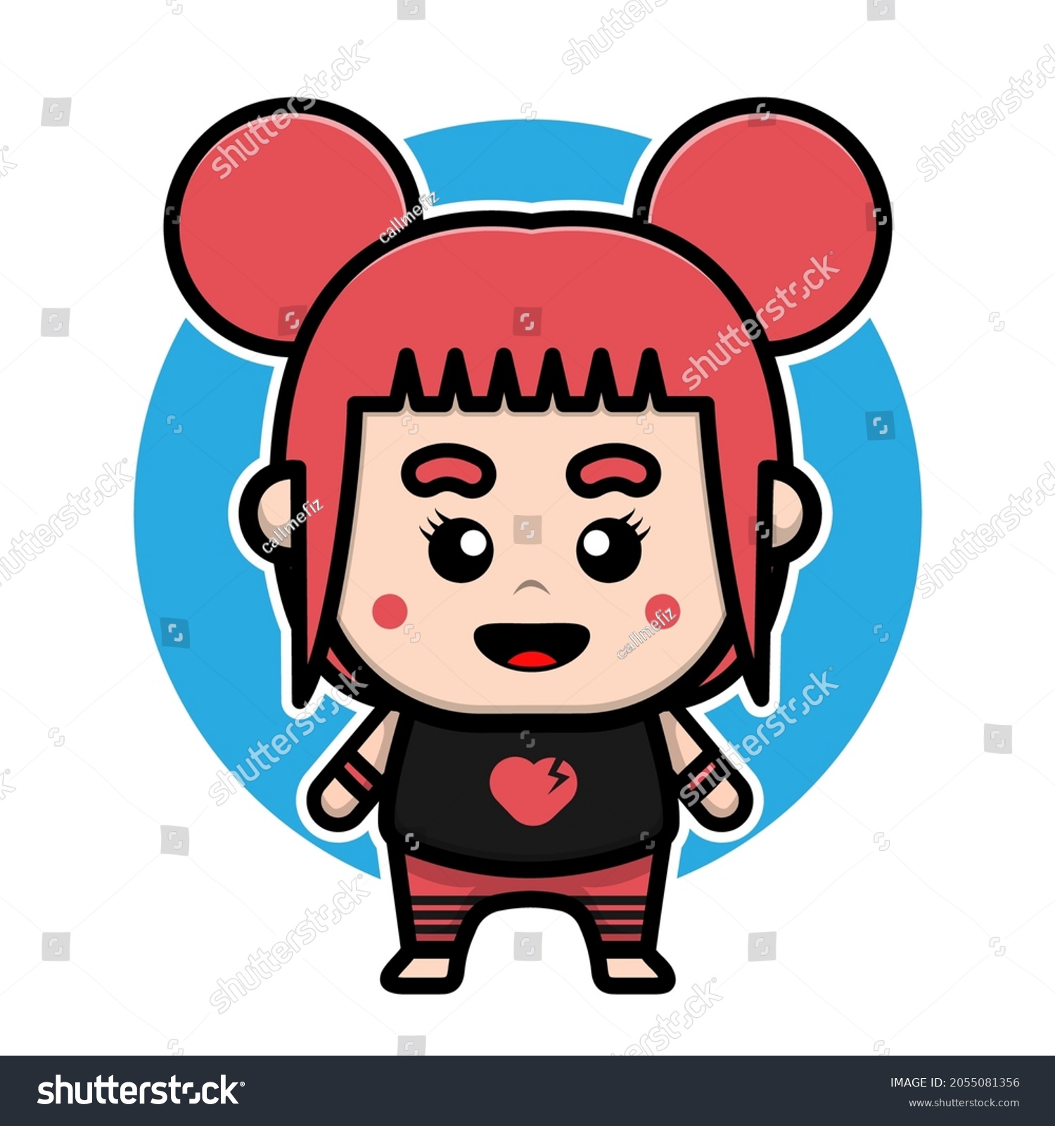 Cute Emo Girl Character Design Stock Vector Royalty Free 2055081356