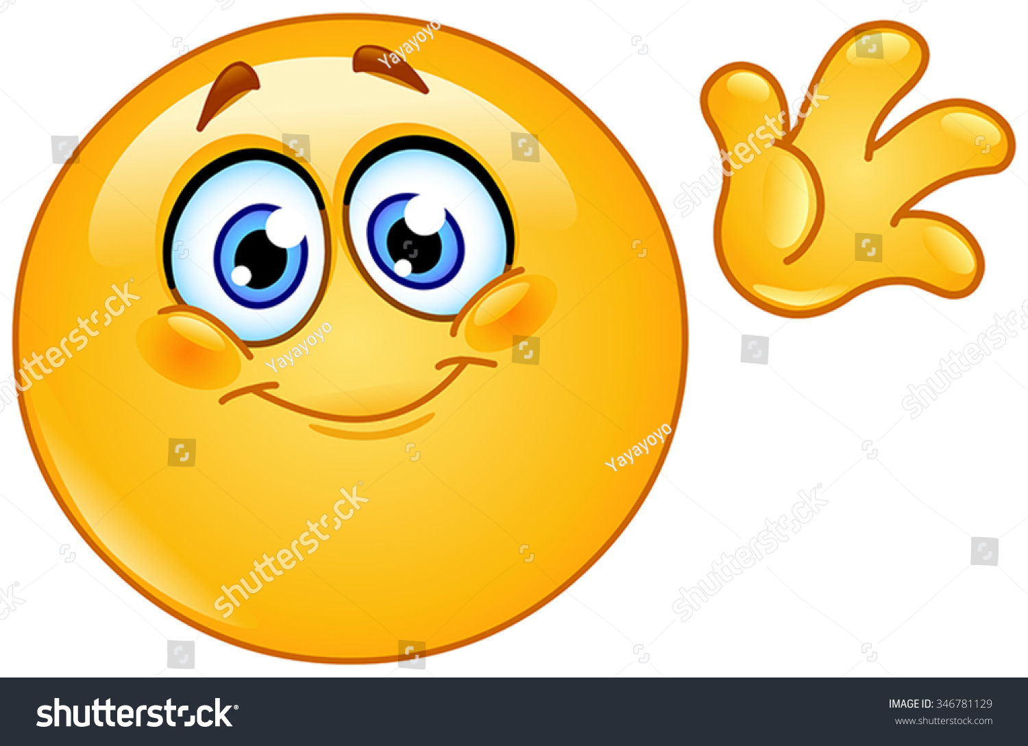 Cute Emoticon Waving Hello Stock Vector 346781129 - Shutterstock