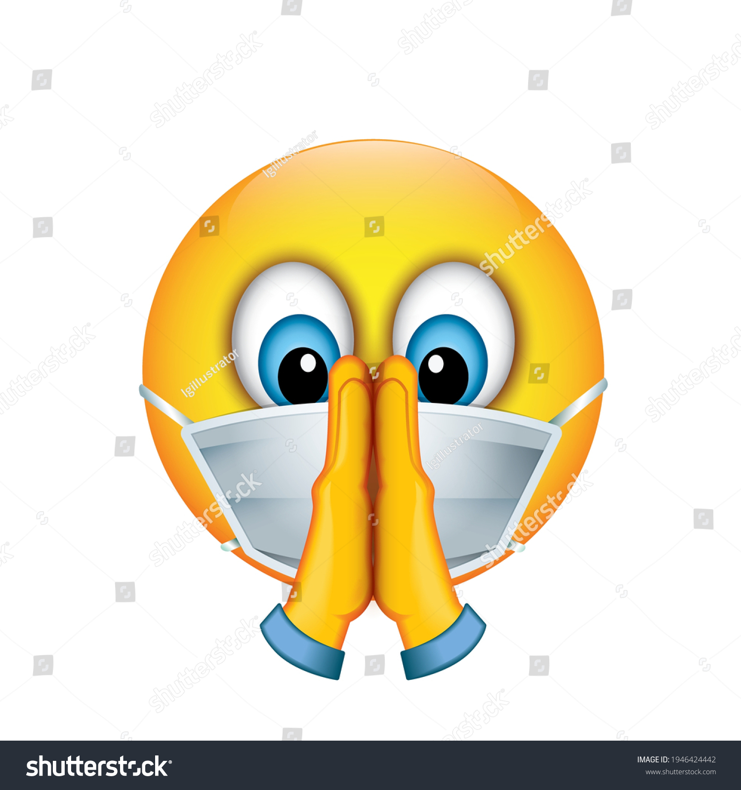 Cute Emoticon Wearing Surgical Mask Emoji Stock Vector Royalty Free 1946424442 8803