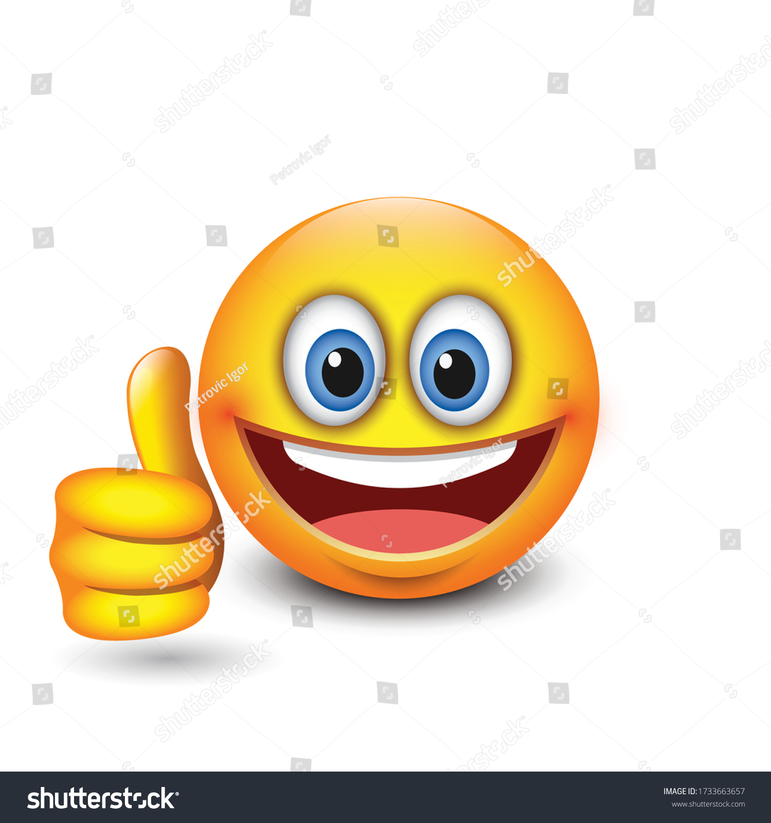 Cute Emoticon Thumb Emoji Vector Illustration Stock Vector (Royalty ...