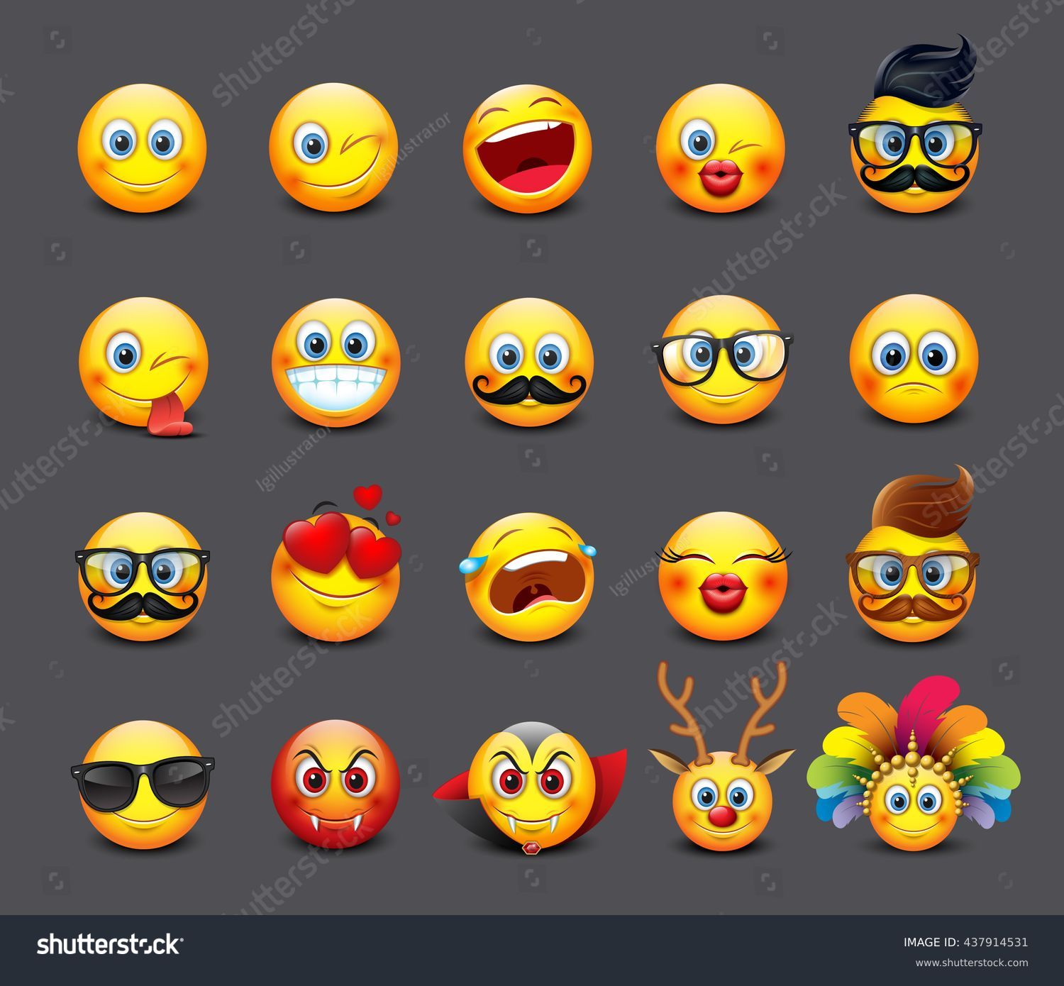 Conjunto De Emoticons Bonitos Emoji Vetor Stock Livre De Direitos Shutterstock