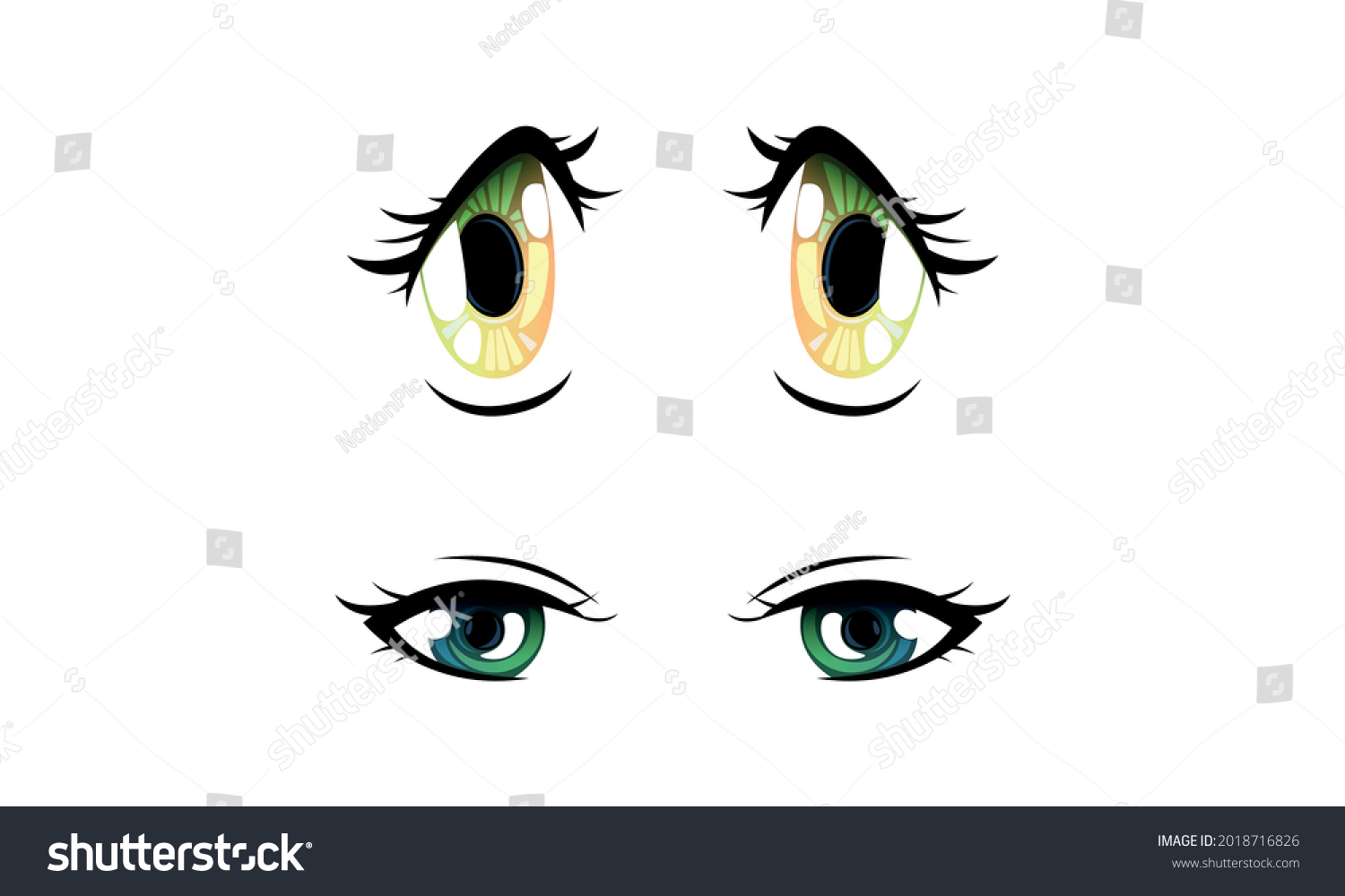 Cute Expressive Eyes Shiny Light Reflections Stock Vector (Royalty Free ...