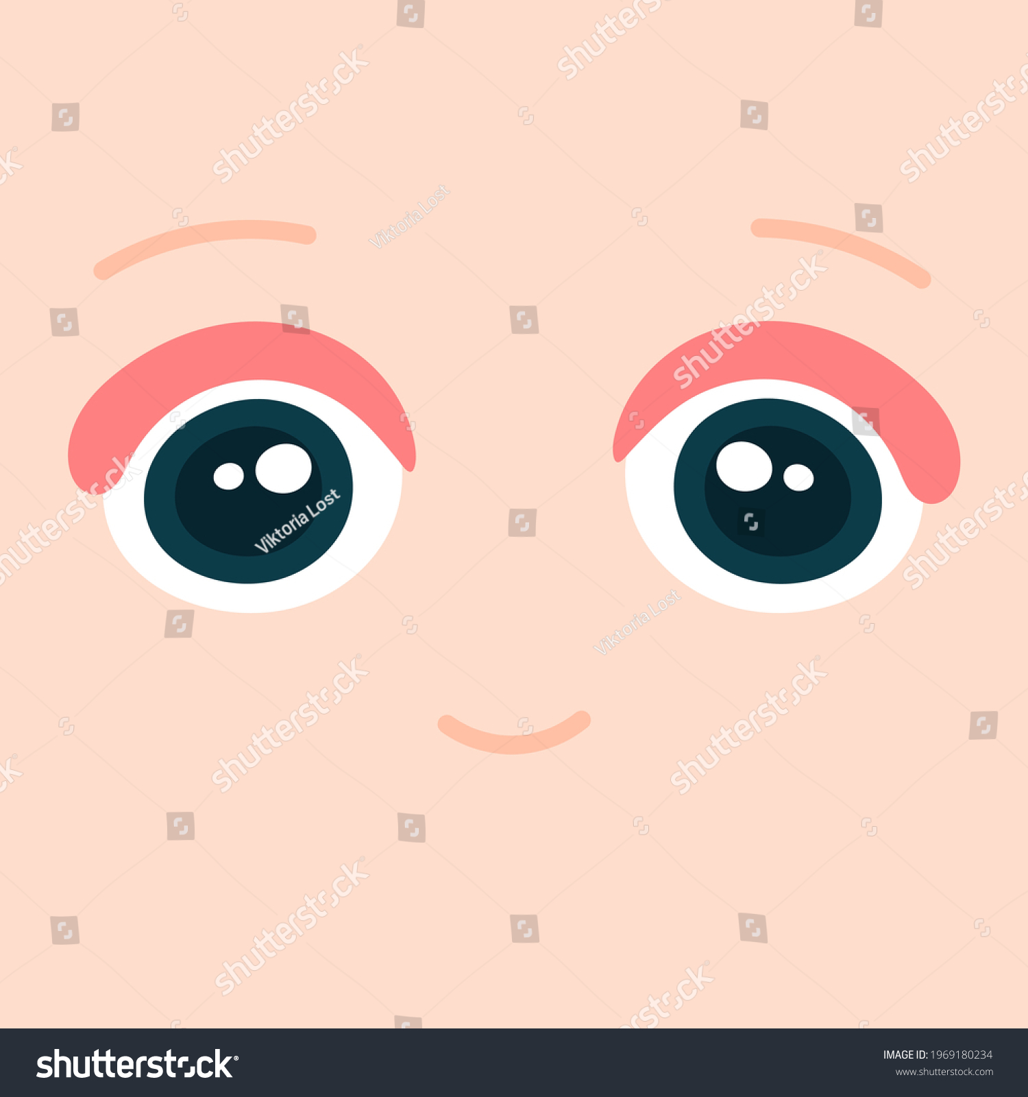 Cute Eyes Mouth Vector Cartoon Man Stock Vector (Royalty Free) 1969180234