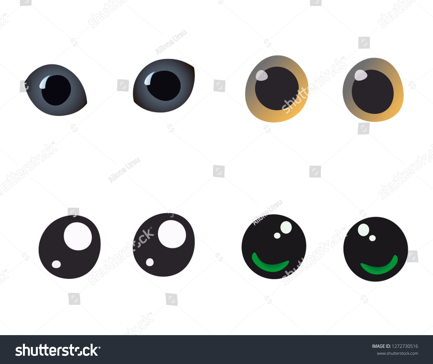 Cute Eyes Vector Illustration Eyes Isolated เวกเตอร์สต็อก ปลอดค่าลิขสิทธิ์ 1272730516