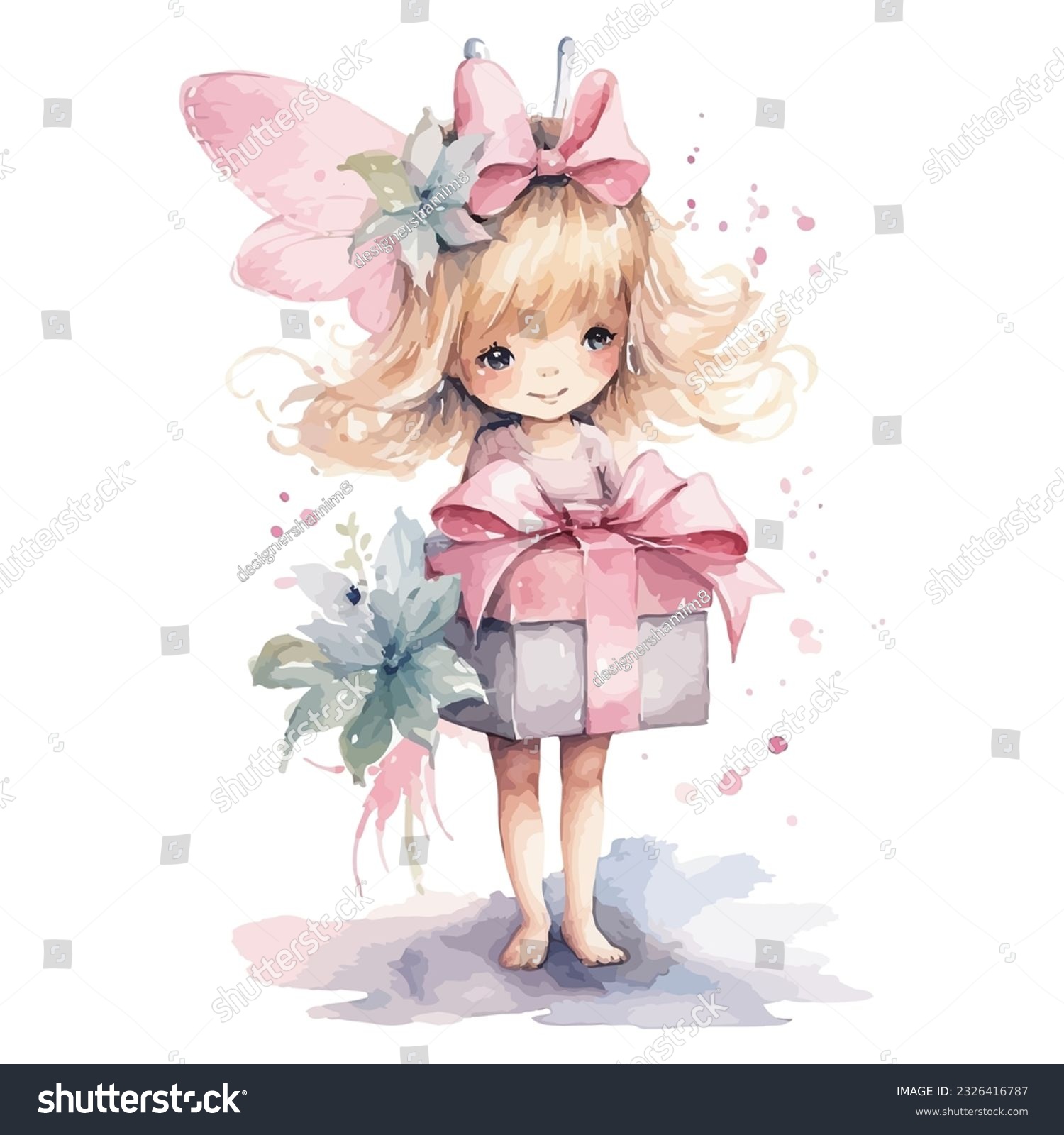 SVG of Cute Fairy Birthday dress and a crown watercolor Clipart svg