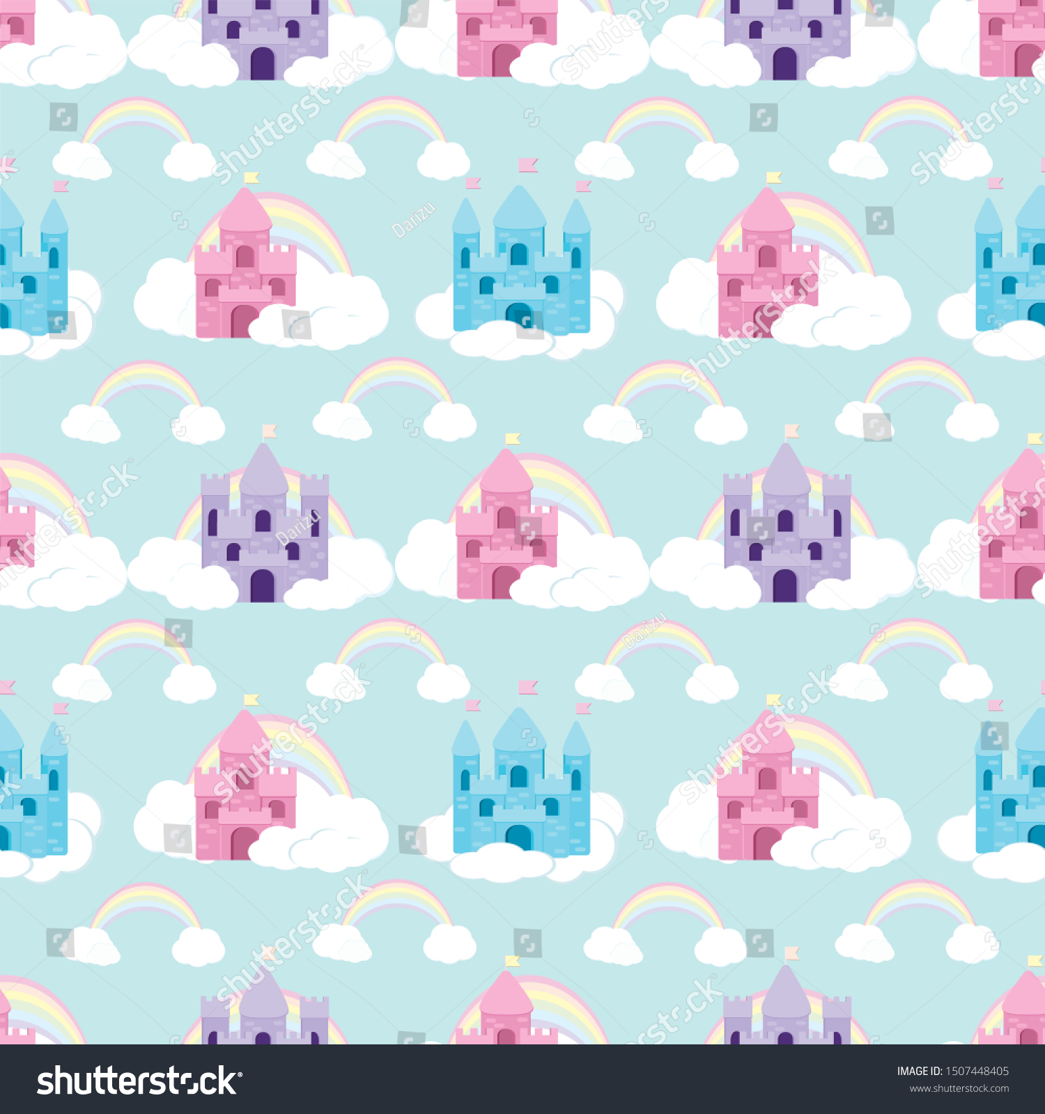 SVG of Cute fairytale pattern with castles svg