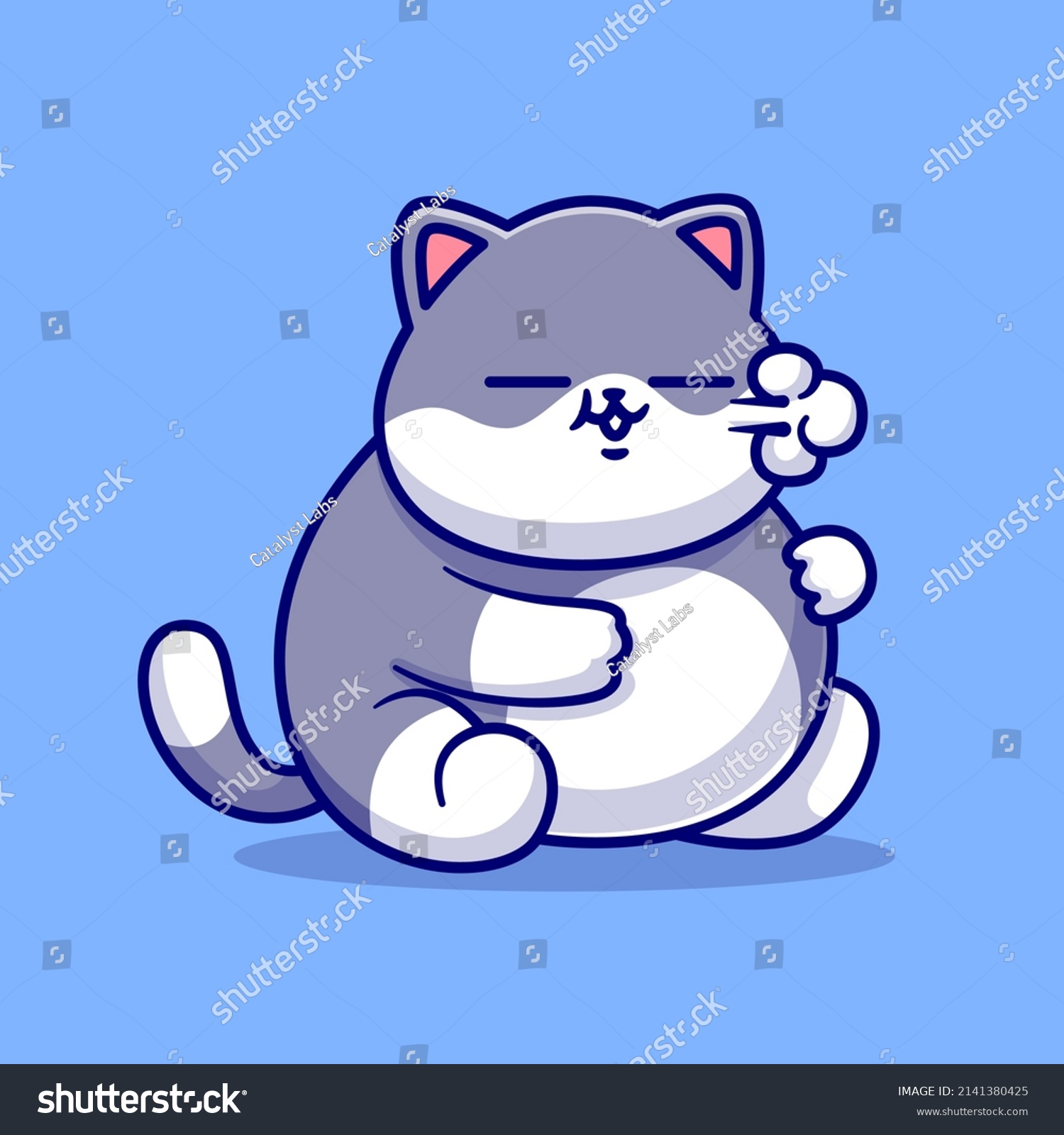 Cute Fat Cat Sitting Cartoon Vector Stock Vector (Royalty Free ...