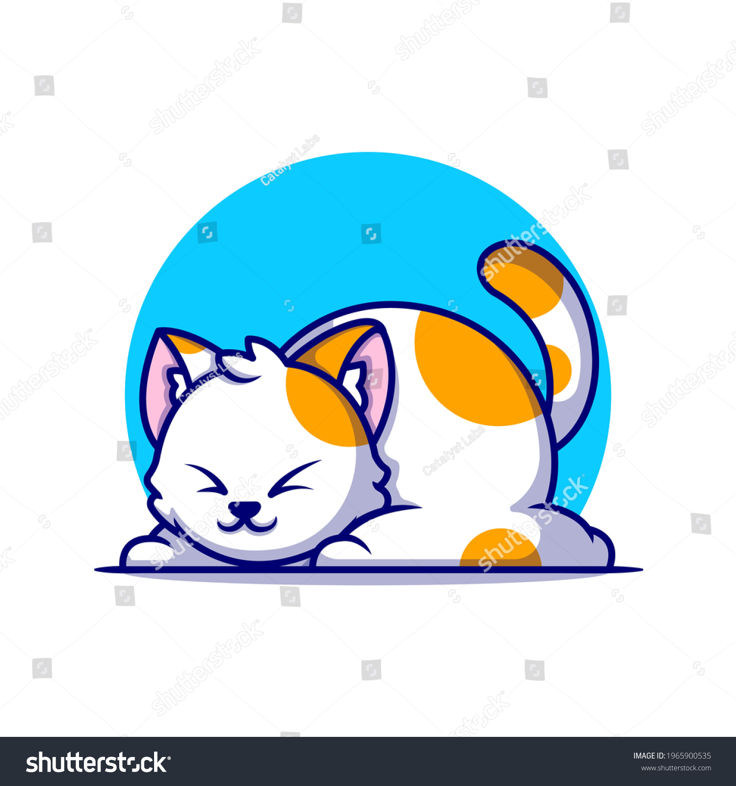 Cute Fat Cat Sleeping Cartoon Vector Stock Vector (Royalty Free) 1965900535