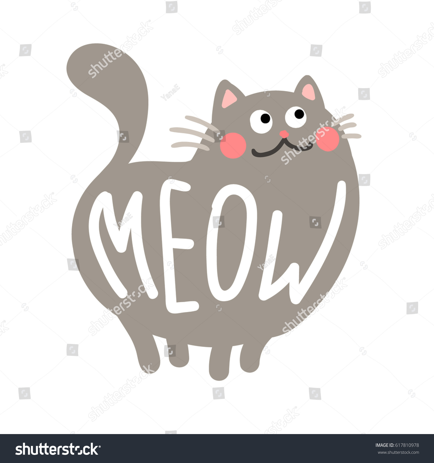 Cute Fat Cat Vector Illustration Stock Vector (Royalty Free) 617810978 ...