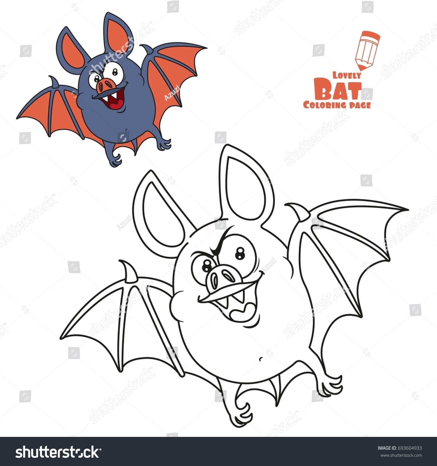 Cute Fat Halloween Bat Flying Color Stock Vector Royalty Free 693604933