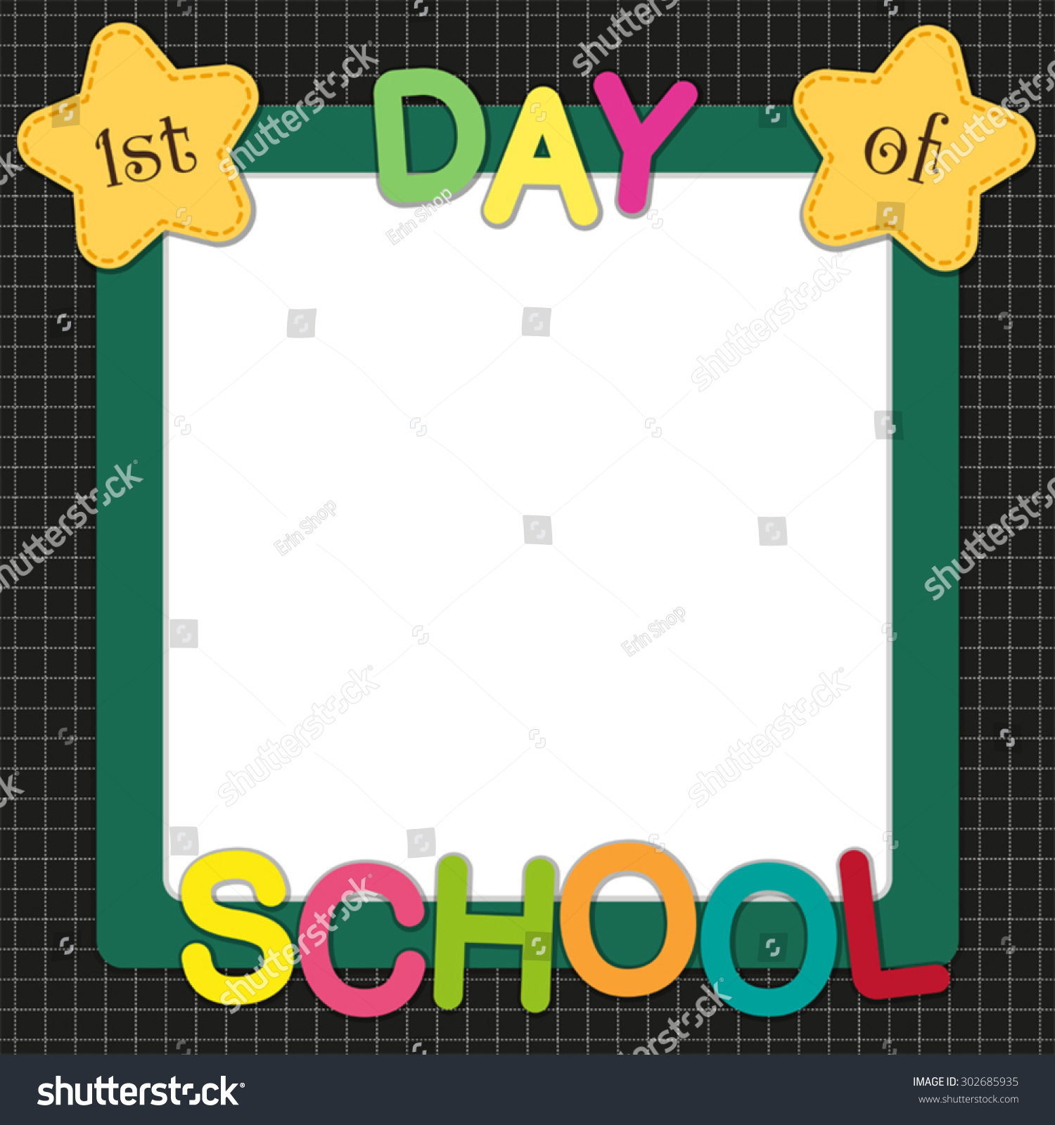 Cute First Day School Frame Multicolored Stock Vector (Royalty Free ...