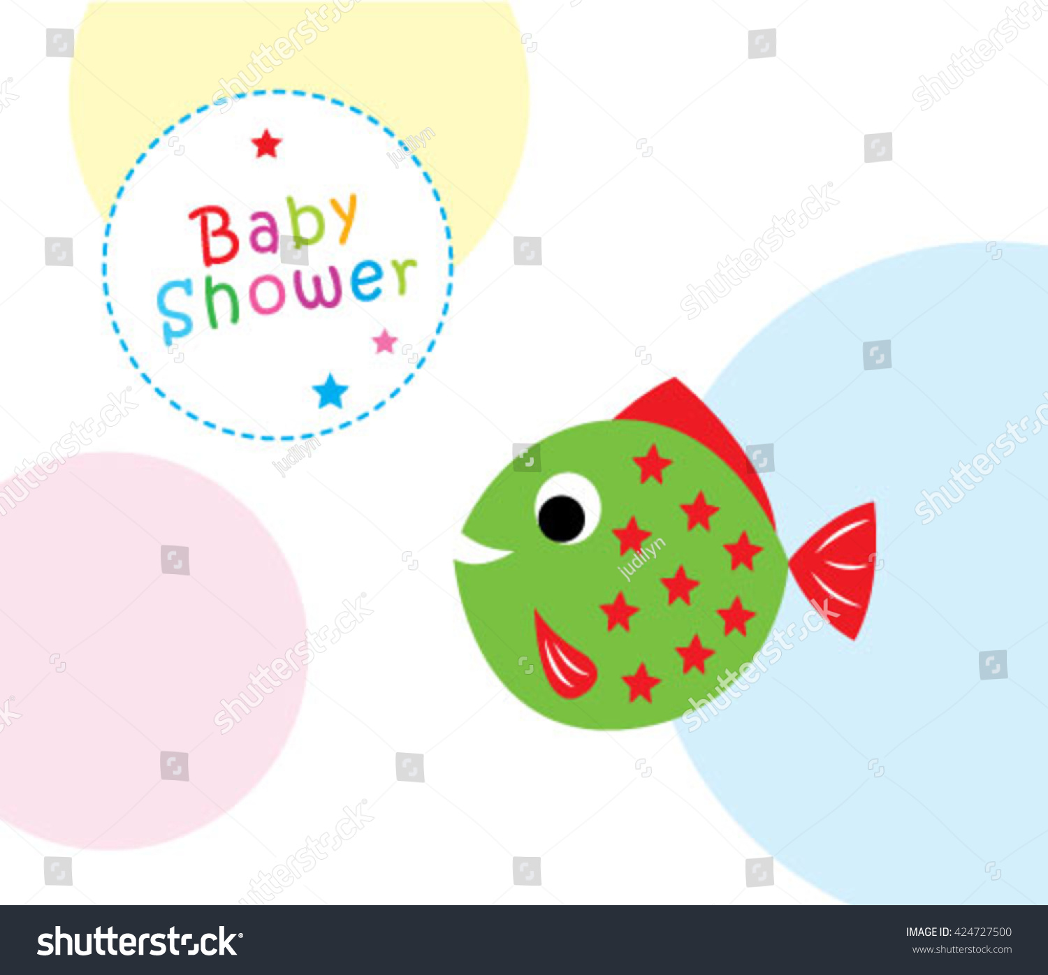 Cute Fish Baby Shower Greeting Card   Stock Vector Cute Fish Baby Shower Greeting Card 424727500 