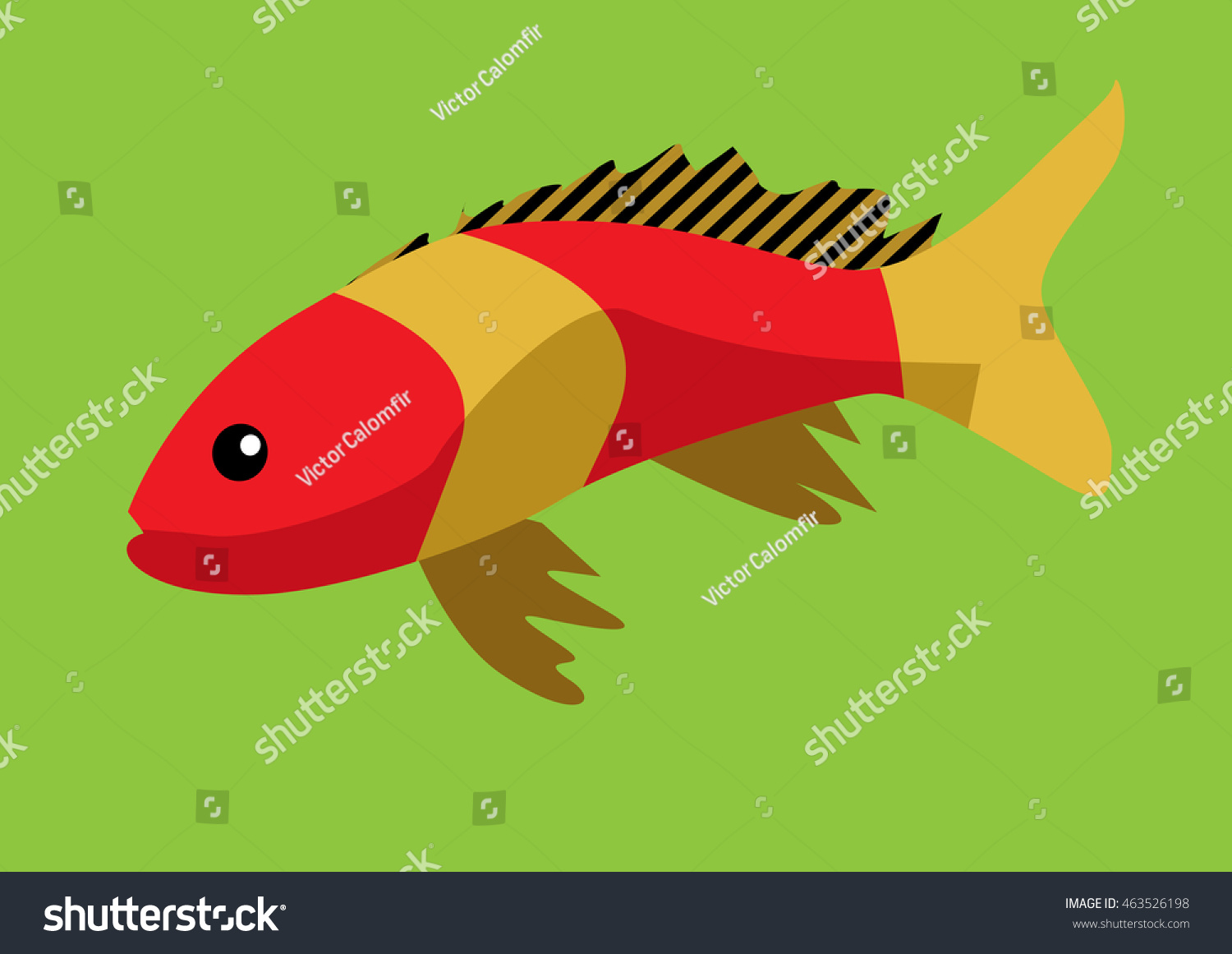 Cute Fish Cartoon Vector Flat Stock Vector Royalty Free 463526198