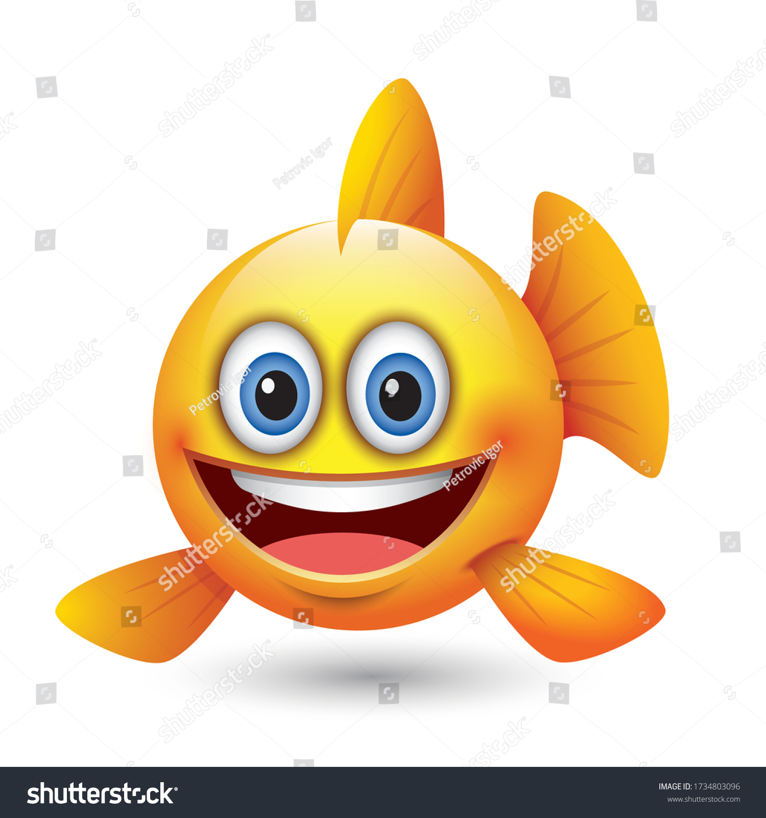 Cute Fish Emoticon Emoji Vector Illustration Stock Vector (Royalty Free ...