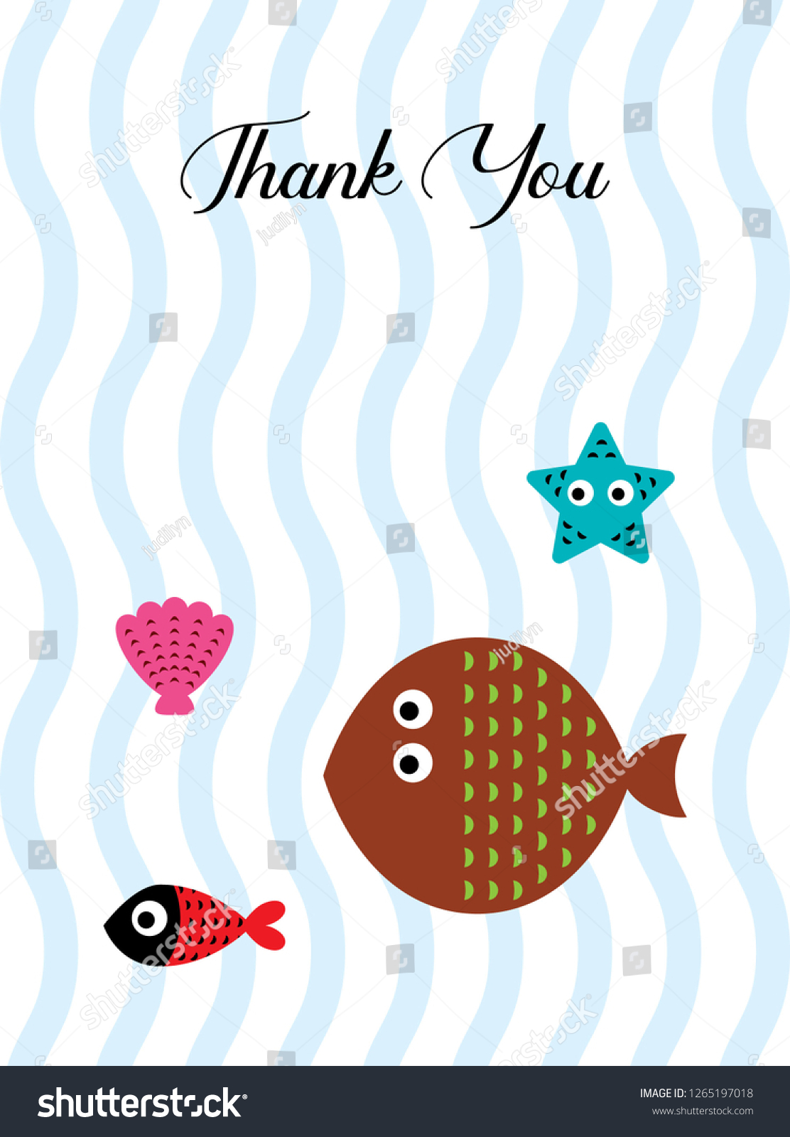 Cute Fish Thank You Card Stock Vector (Royalty Free) 1265197018