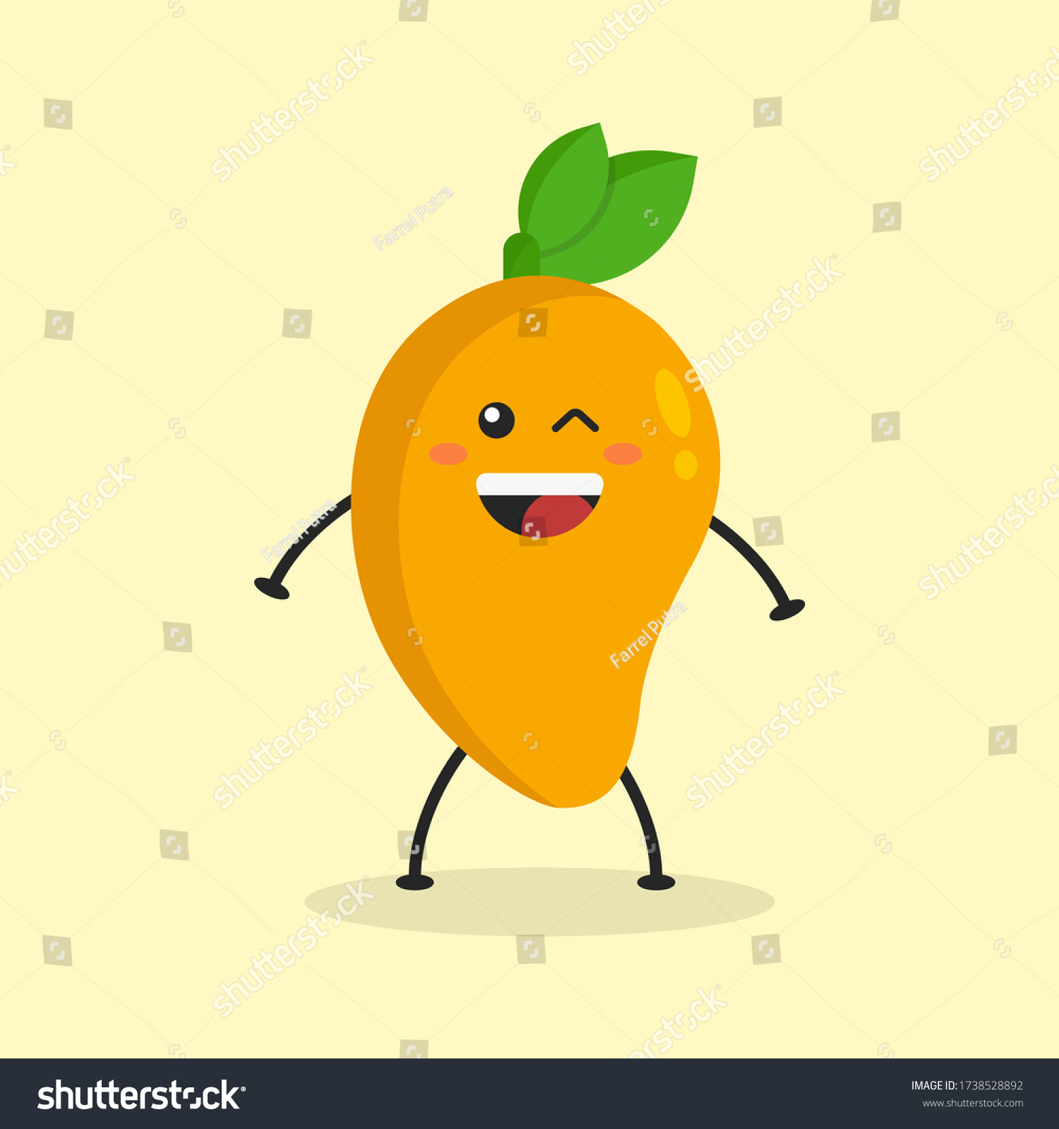 Cute Flat Cartoon Mango Illustration Vector Vetor Stock Livre De Direitos 1738528892 4696