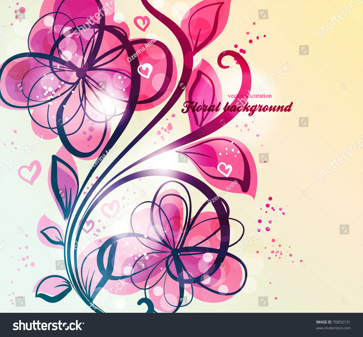 Cute Floral Seamless Background With Abstract Hand Drawn Flowers And ...